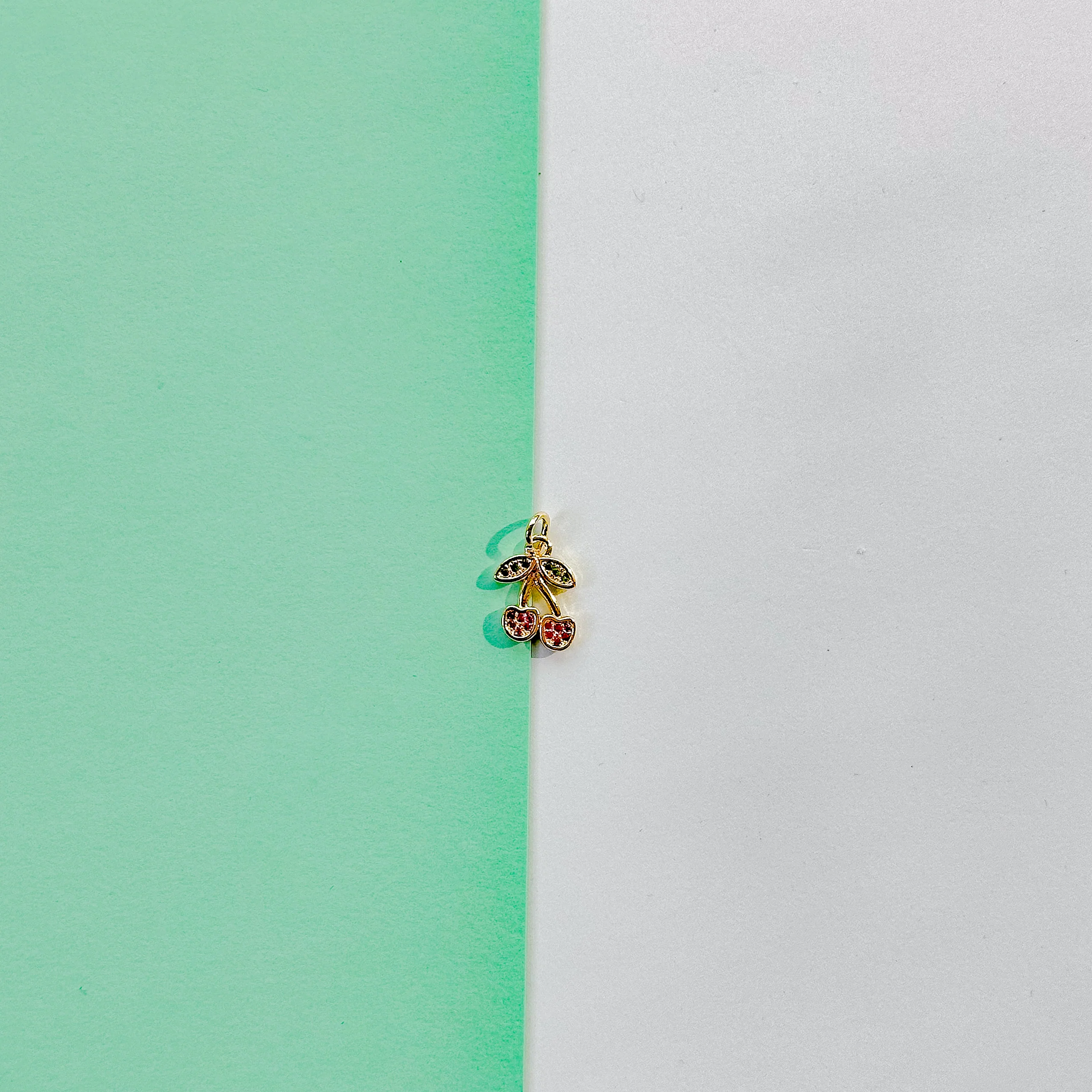 10mm Gold Pave Cherry Charm - Image 3