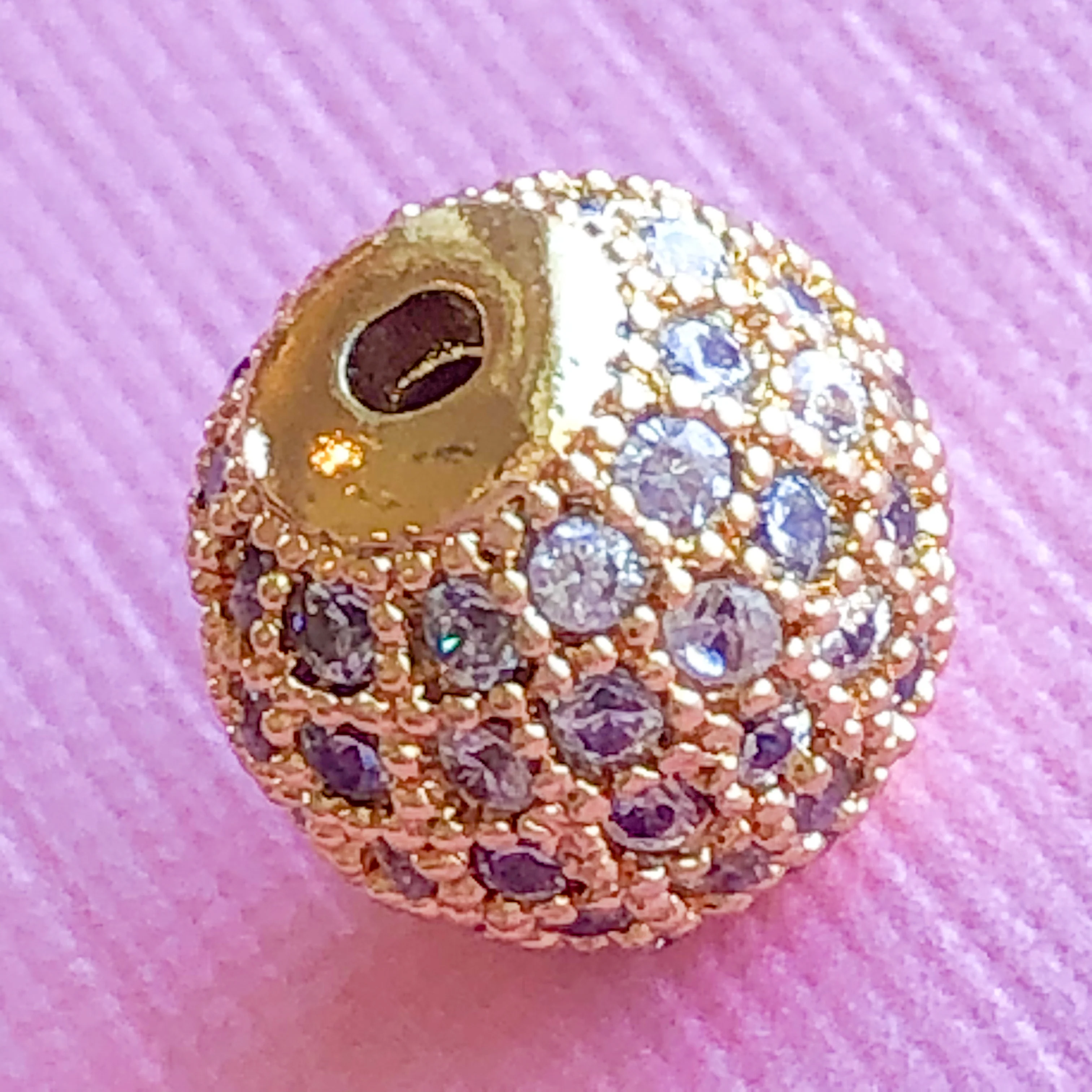 10mm Gold Pave Crystal Round Bead - Image 3