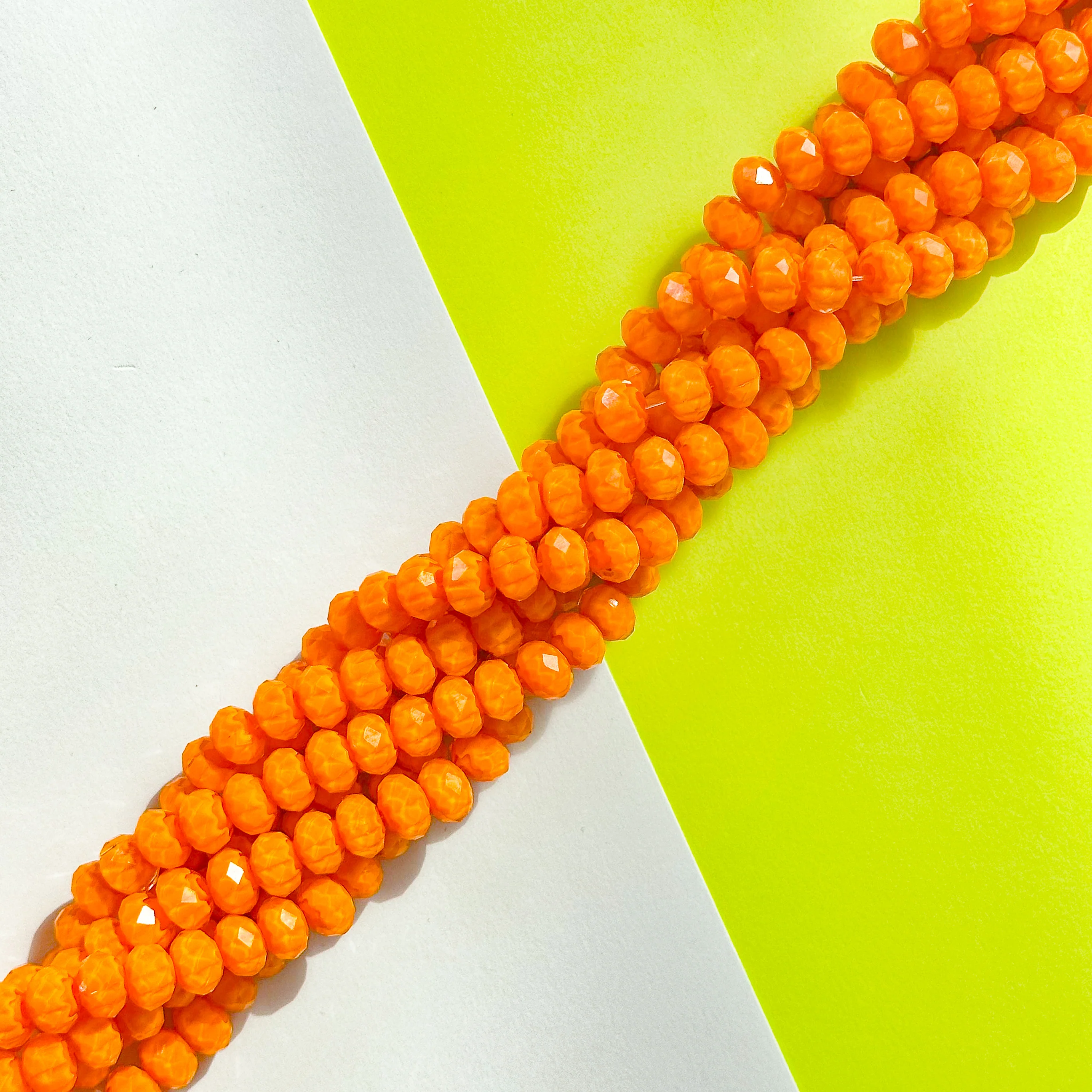 10mm Kumquat Orange Stripe Cut Crystal Rondelle Strand