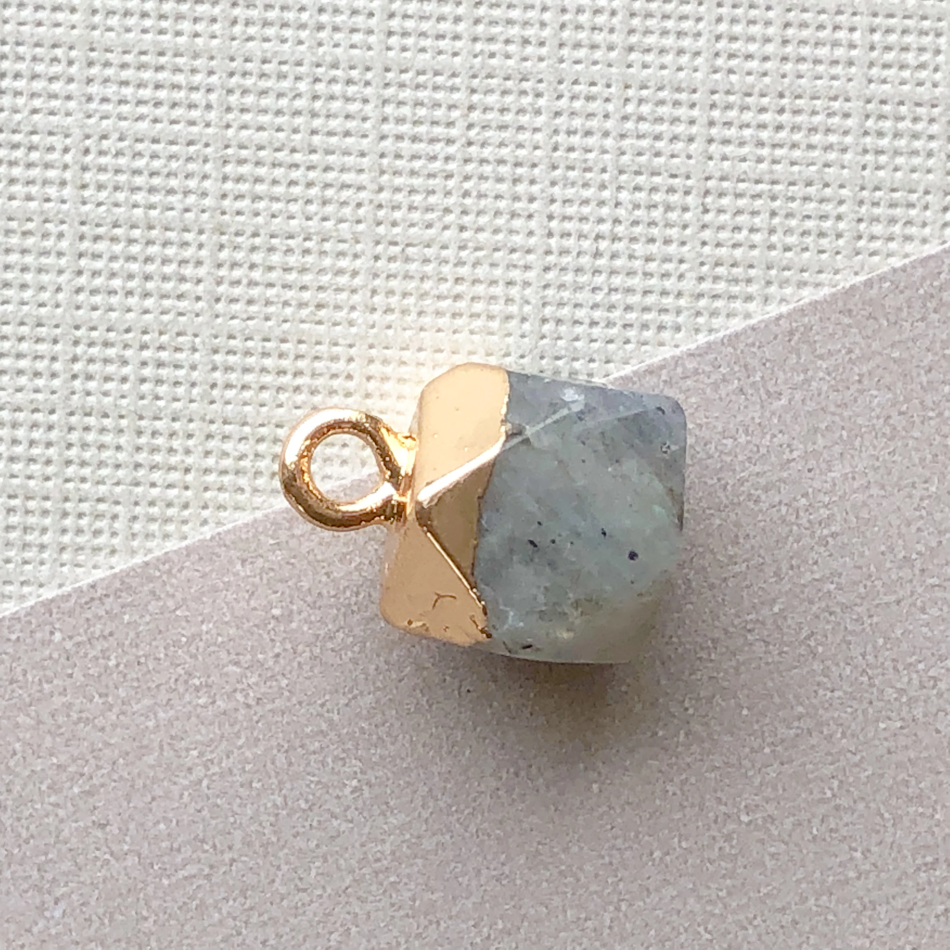 10mm Labradorite Gemstone Hex Charm - Image 3
