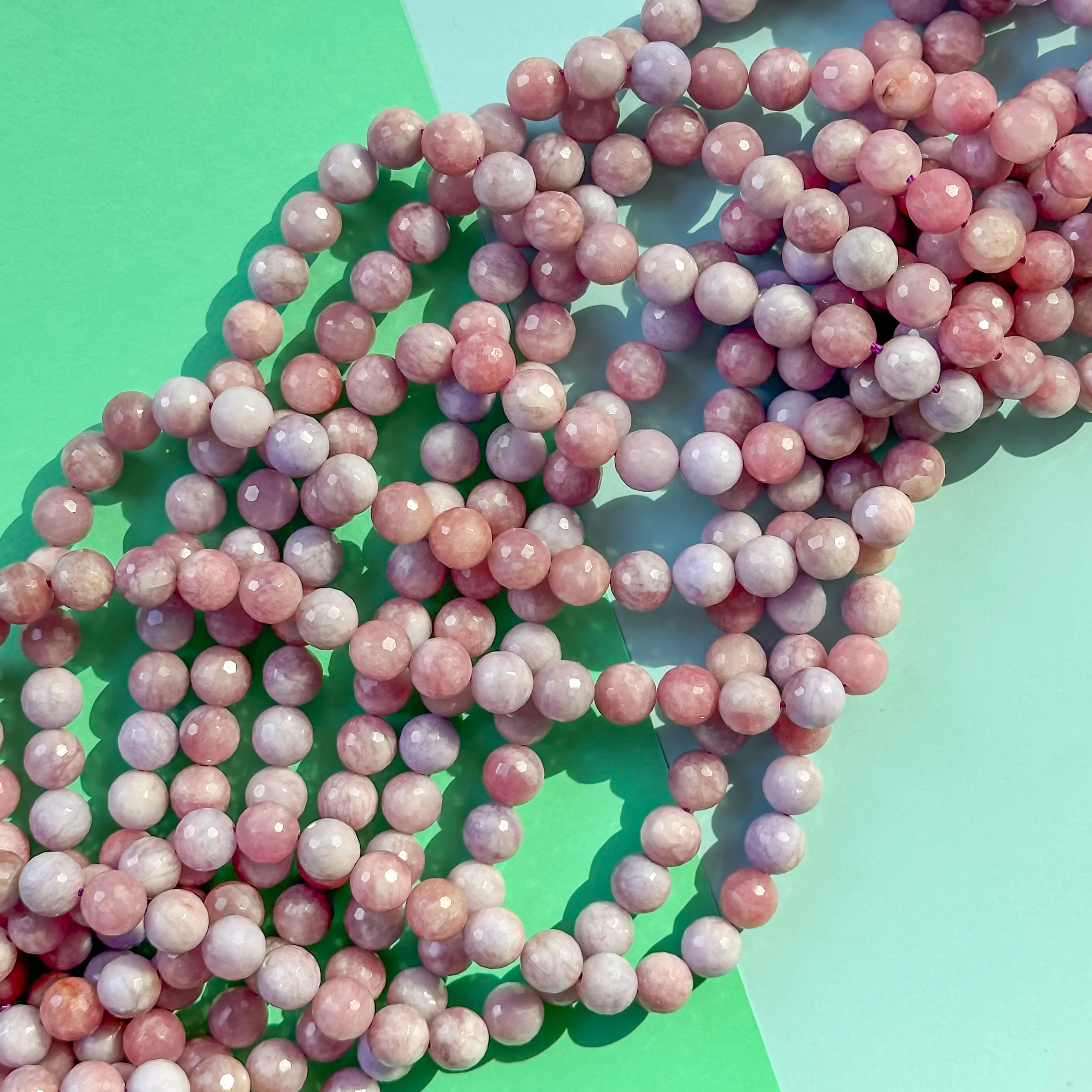10mm Lavender Mist Dyed Jade Faceted Round Strand - Image 2