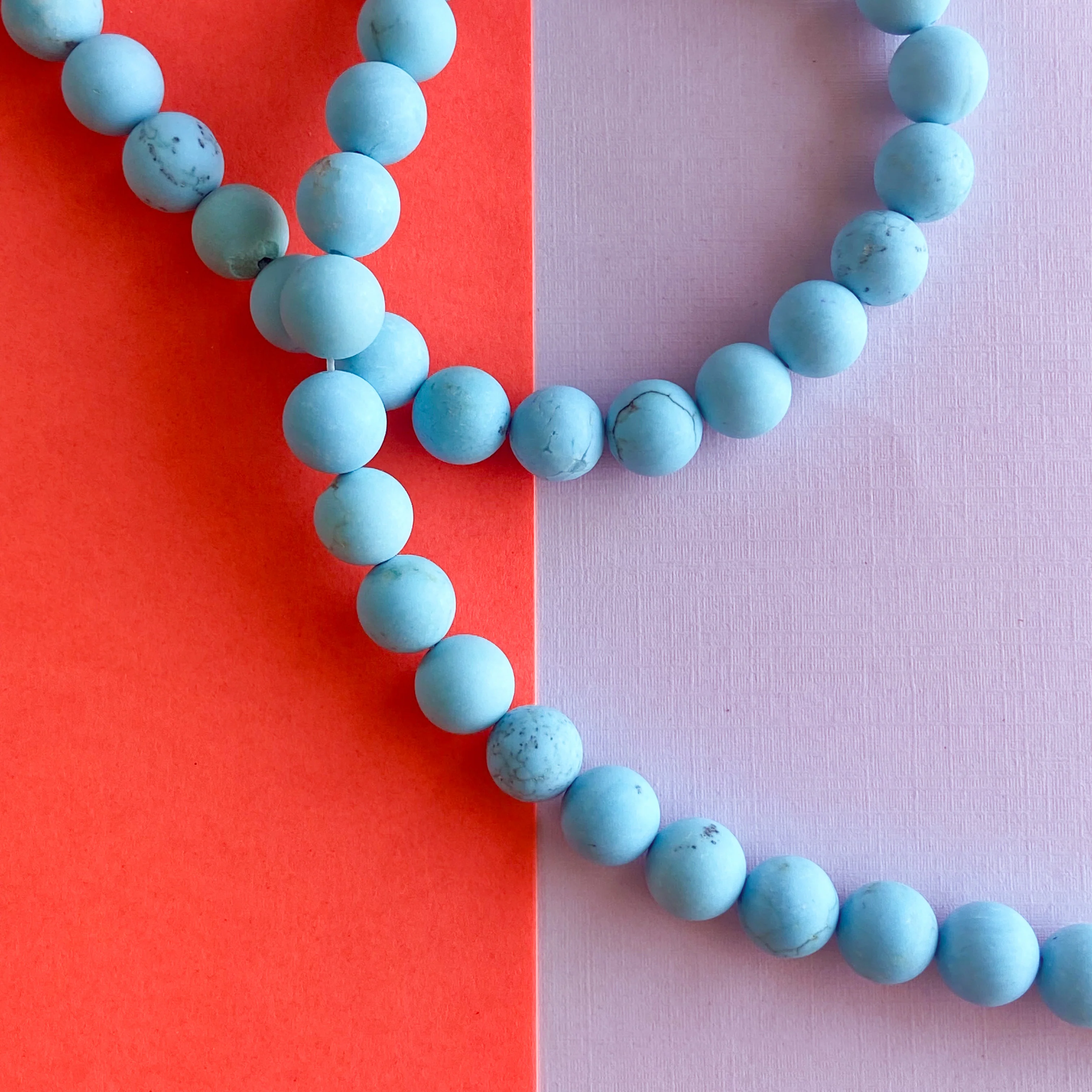 10mm Matte Turquoise Howlite Round Strand - Image 3