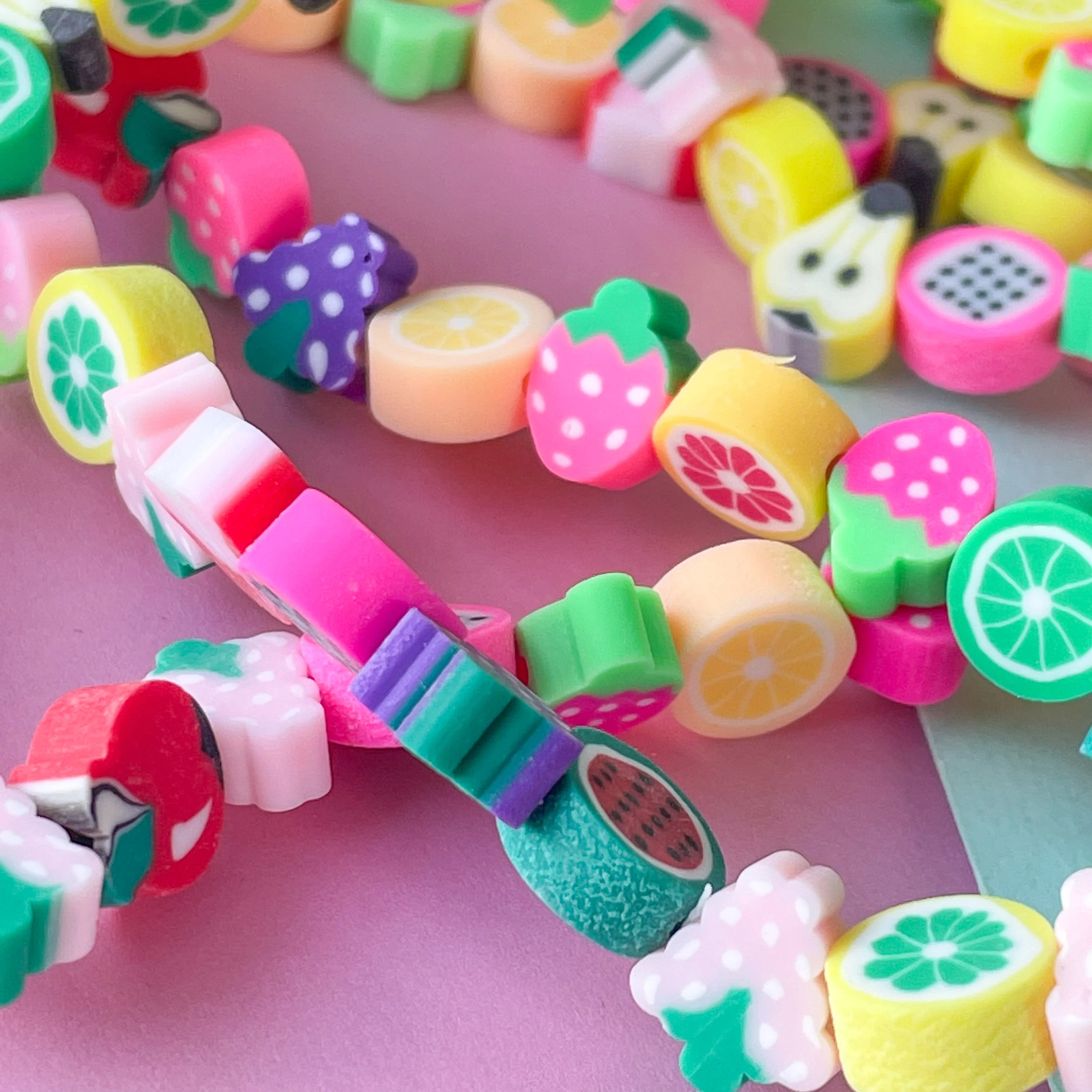 10mm Mixed Fruit Polymer Clay Strand - Image 3