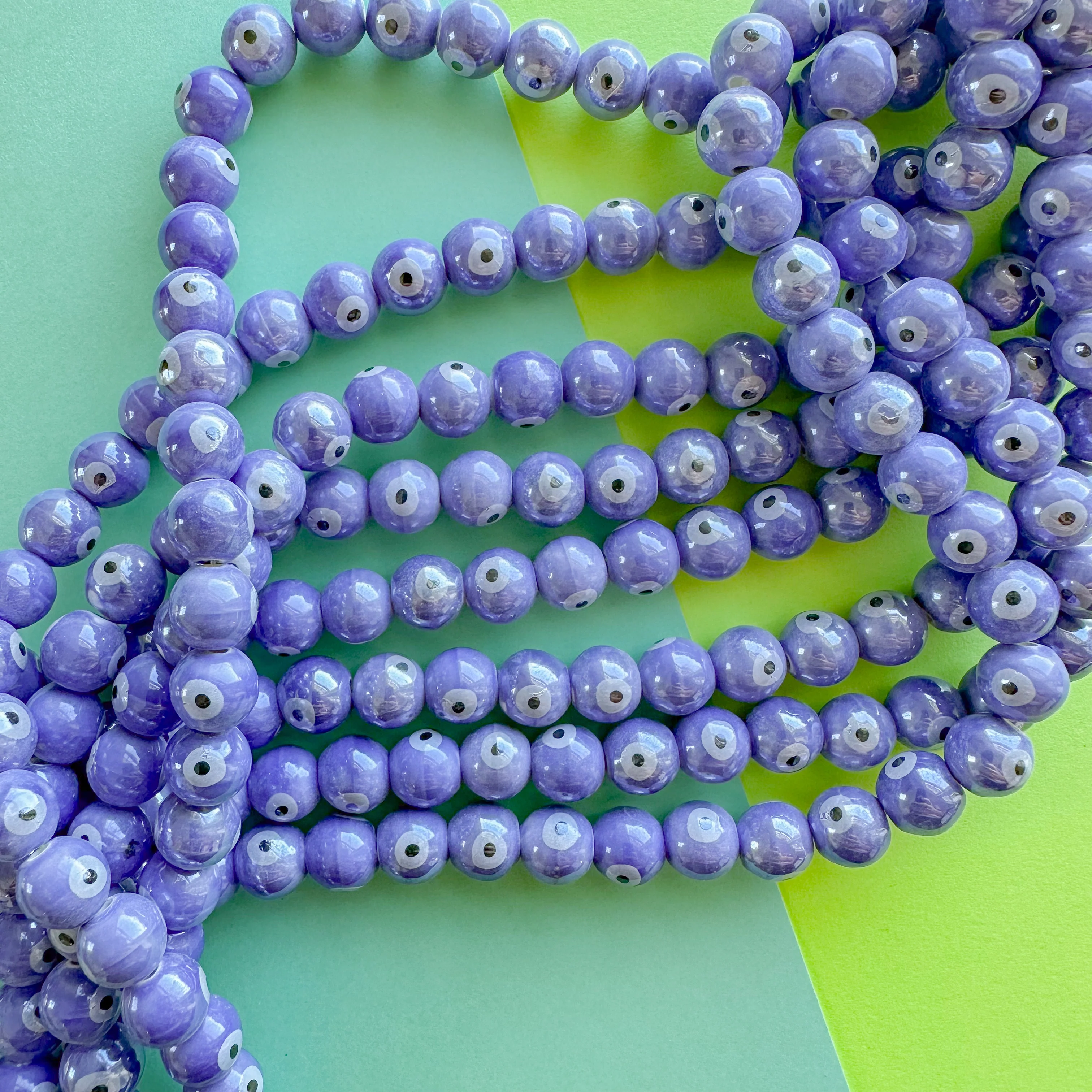 10mm Periwinkle Porcelain Evil Eye Round Strand - Image 2