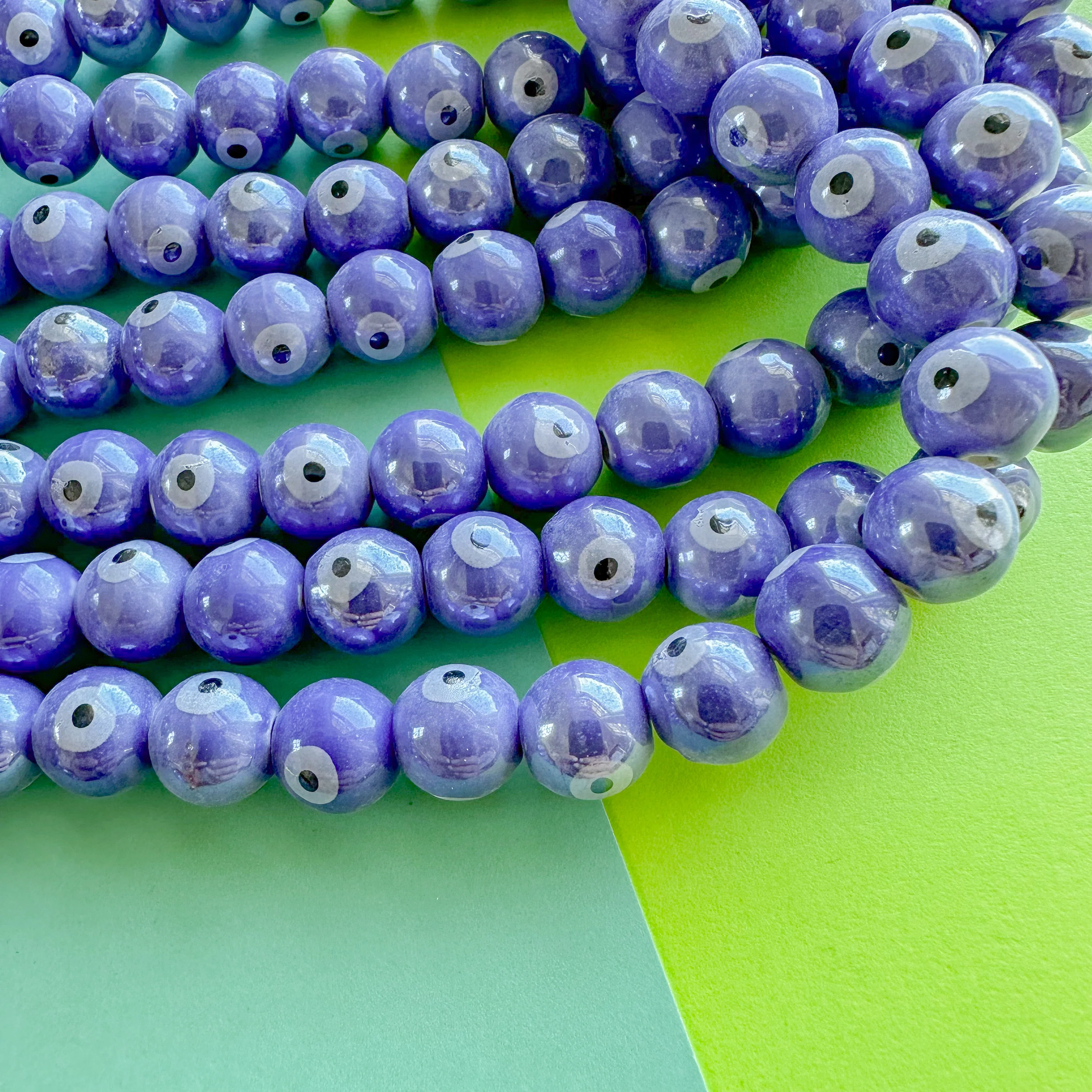 10mm Periwinkle Porcelain Evil Eye Round Strand - Image 3