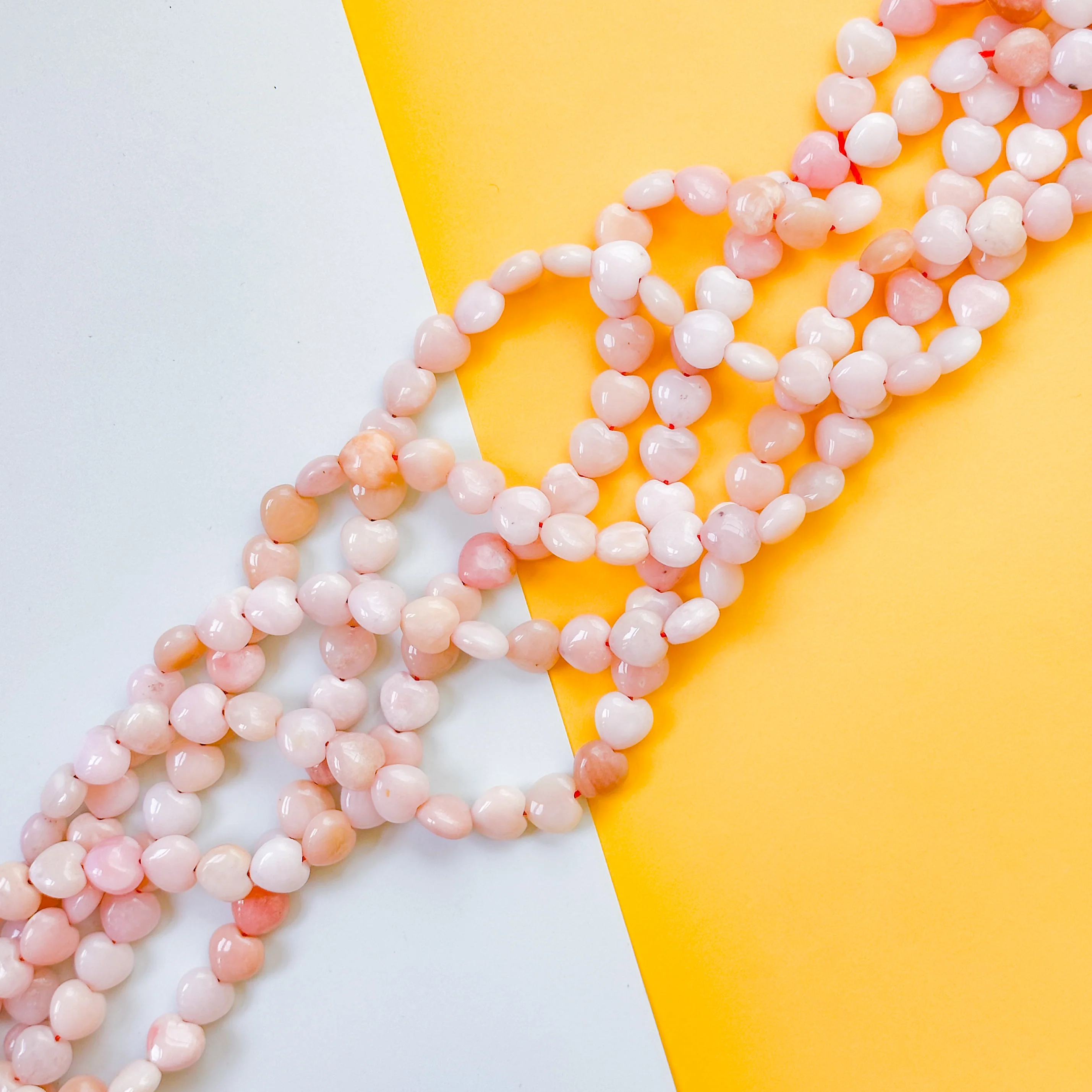 10mm Pink Opal Heart Strand - Image 2