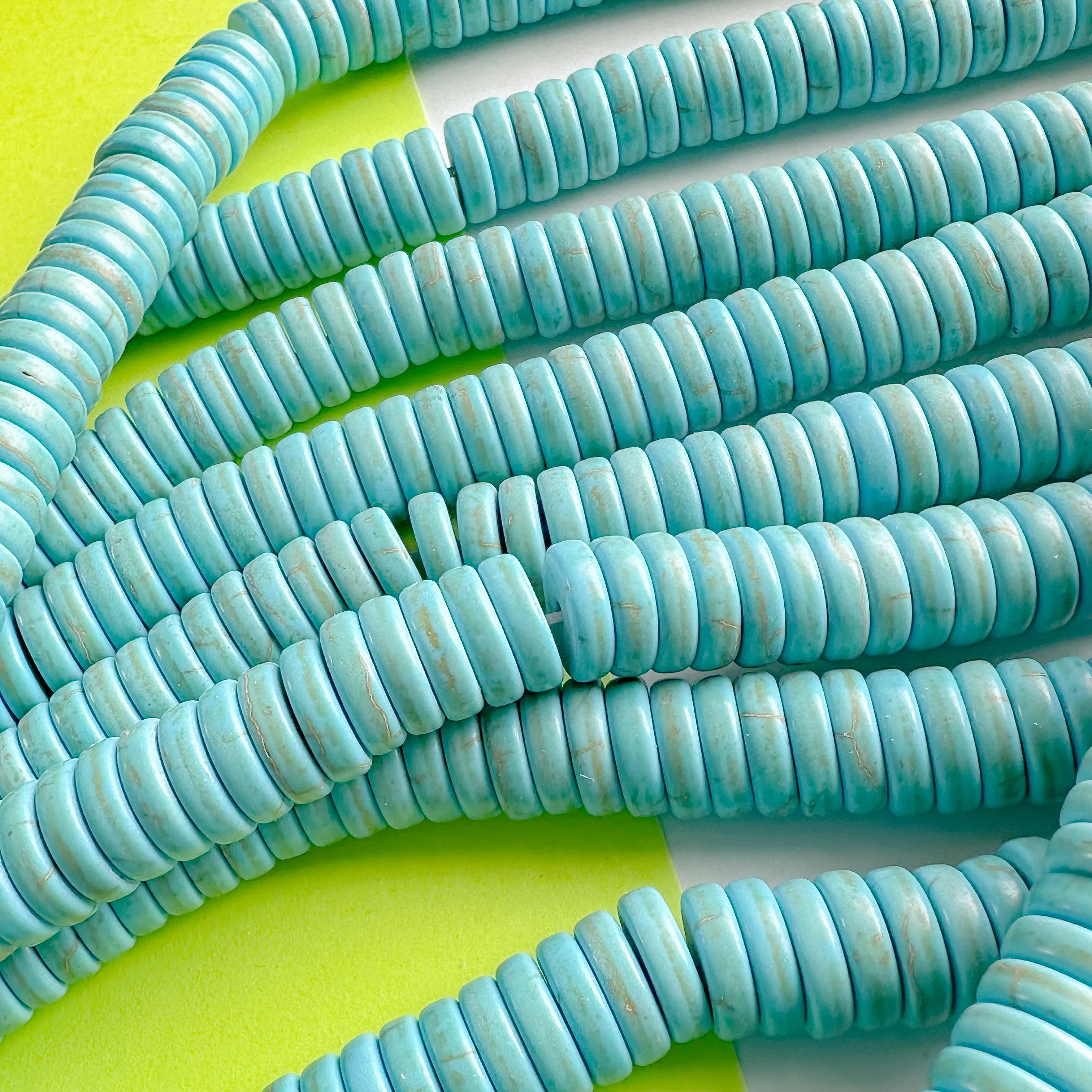 10mm Turquoise Magnesite Heishi Disc Strand - Image 3