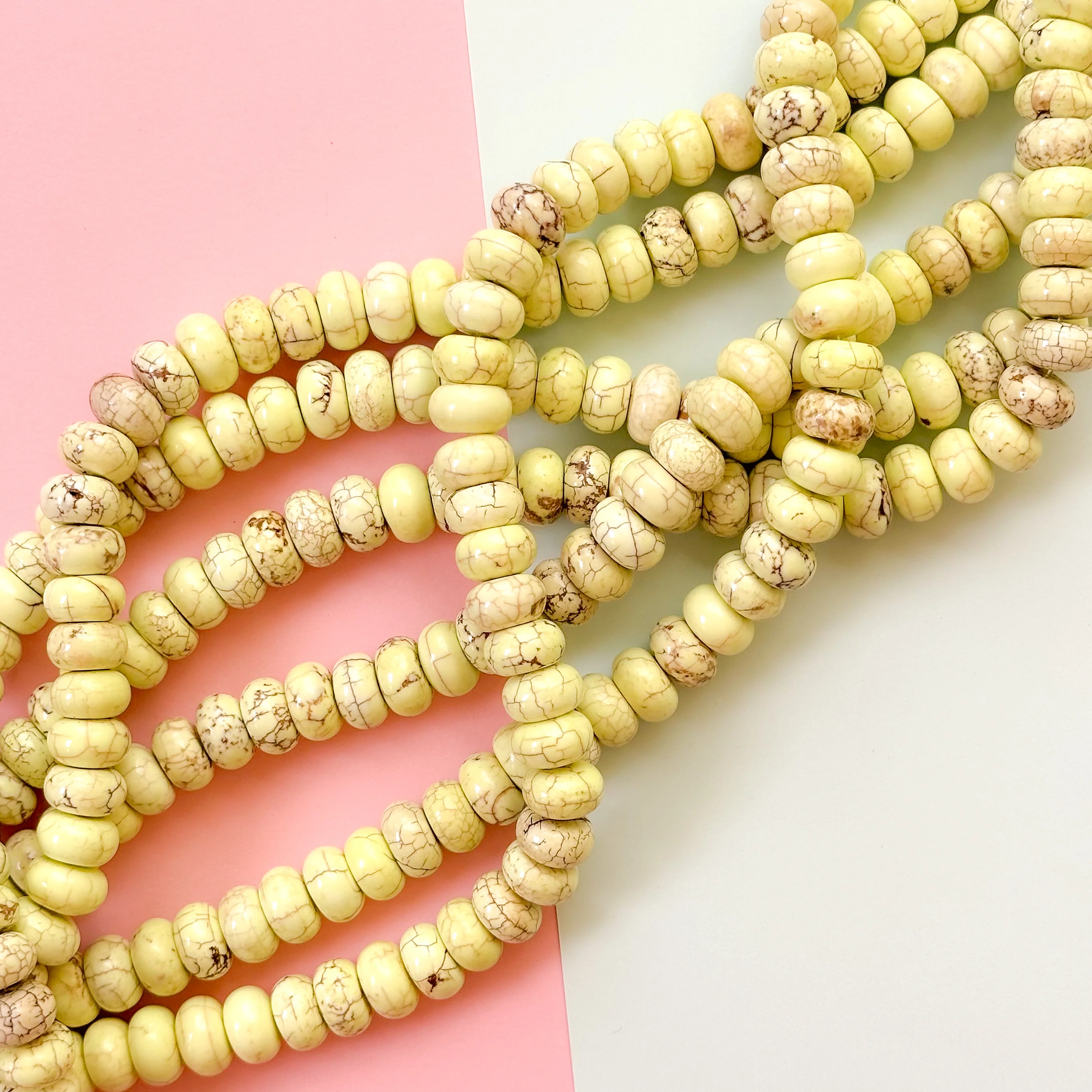 12mm Citron Howlite Rondelle Strand - Image 3