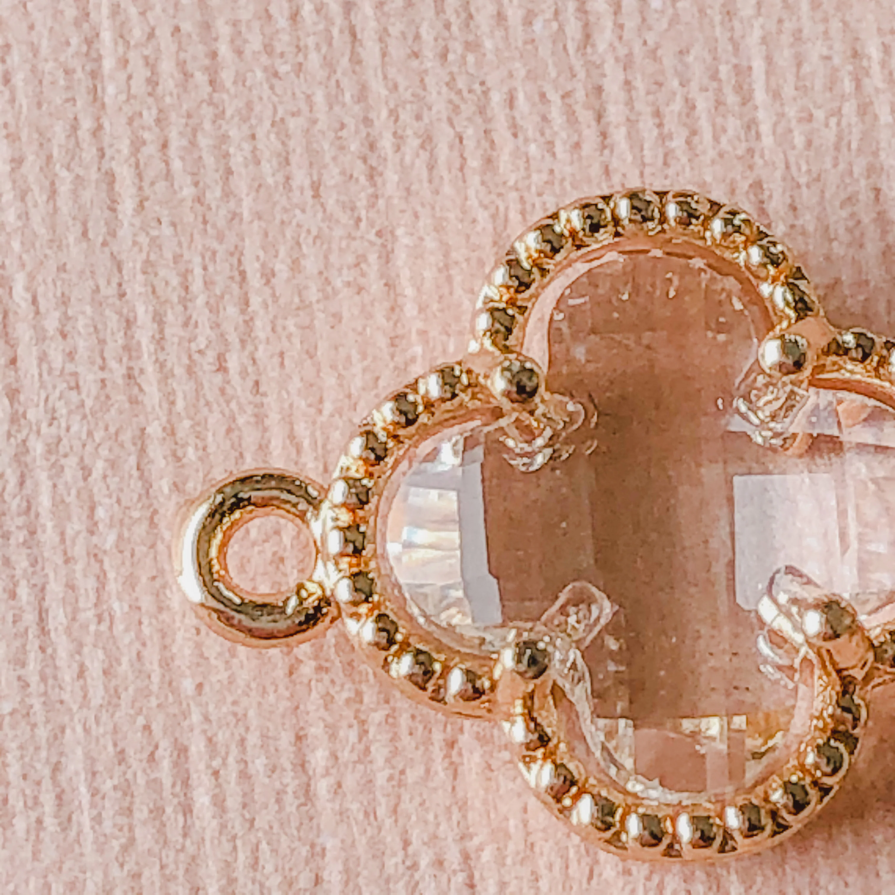 12mm Clear Crystal Gold Quatrefoil Connector - Image 3