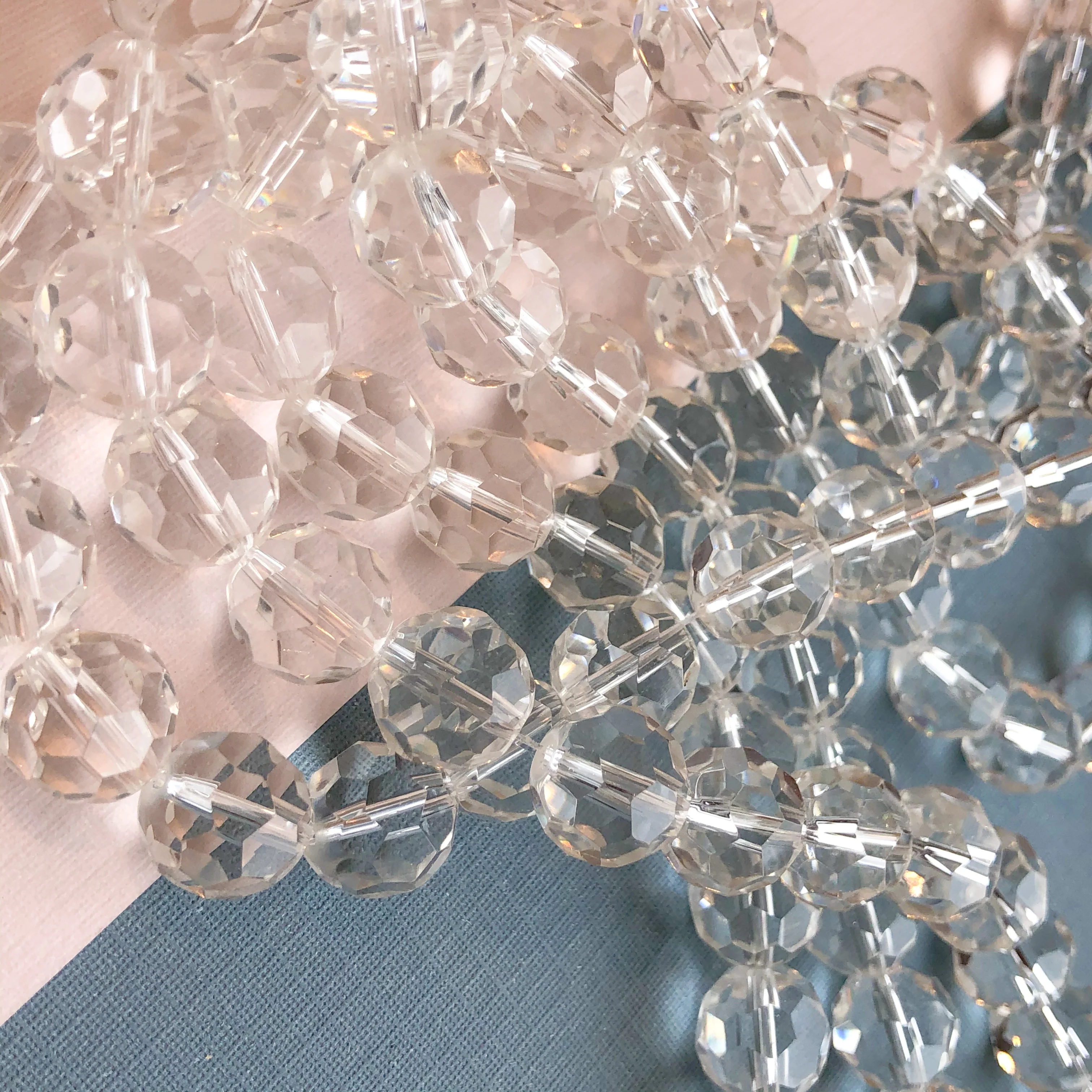 12mm Clear Faceted Chinese Crystal Rounds Strand - Image 2