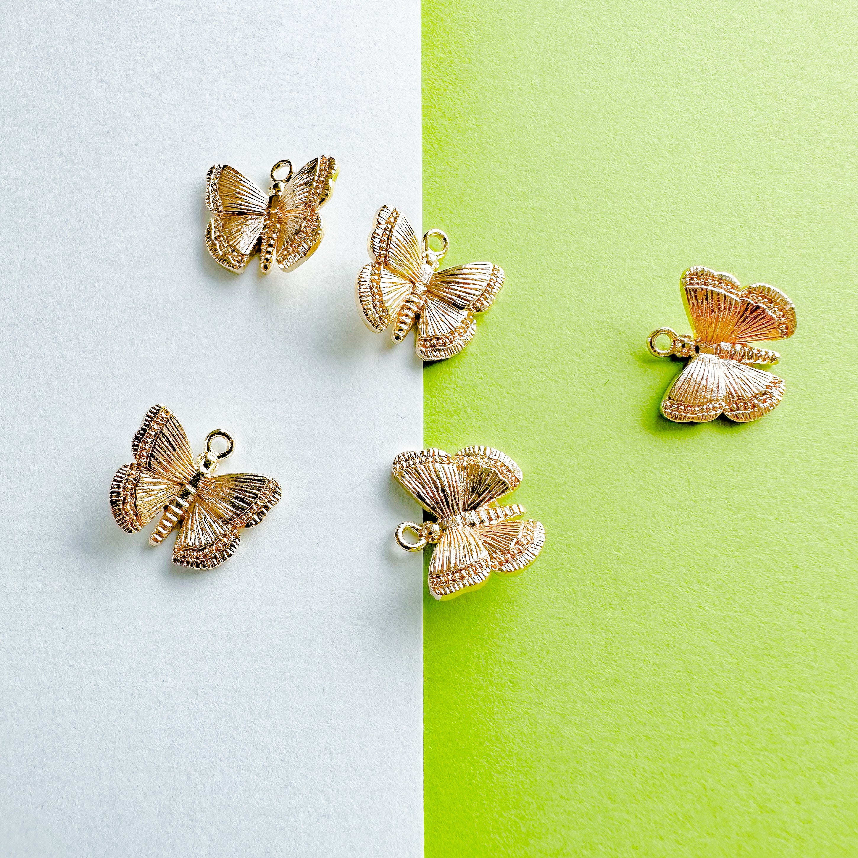 12mm Gold Plated Butterfly Charm - Image 2