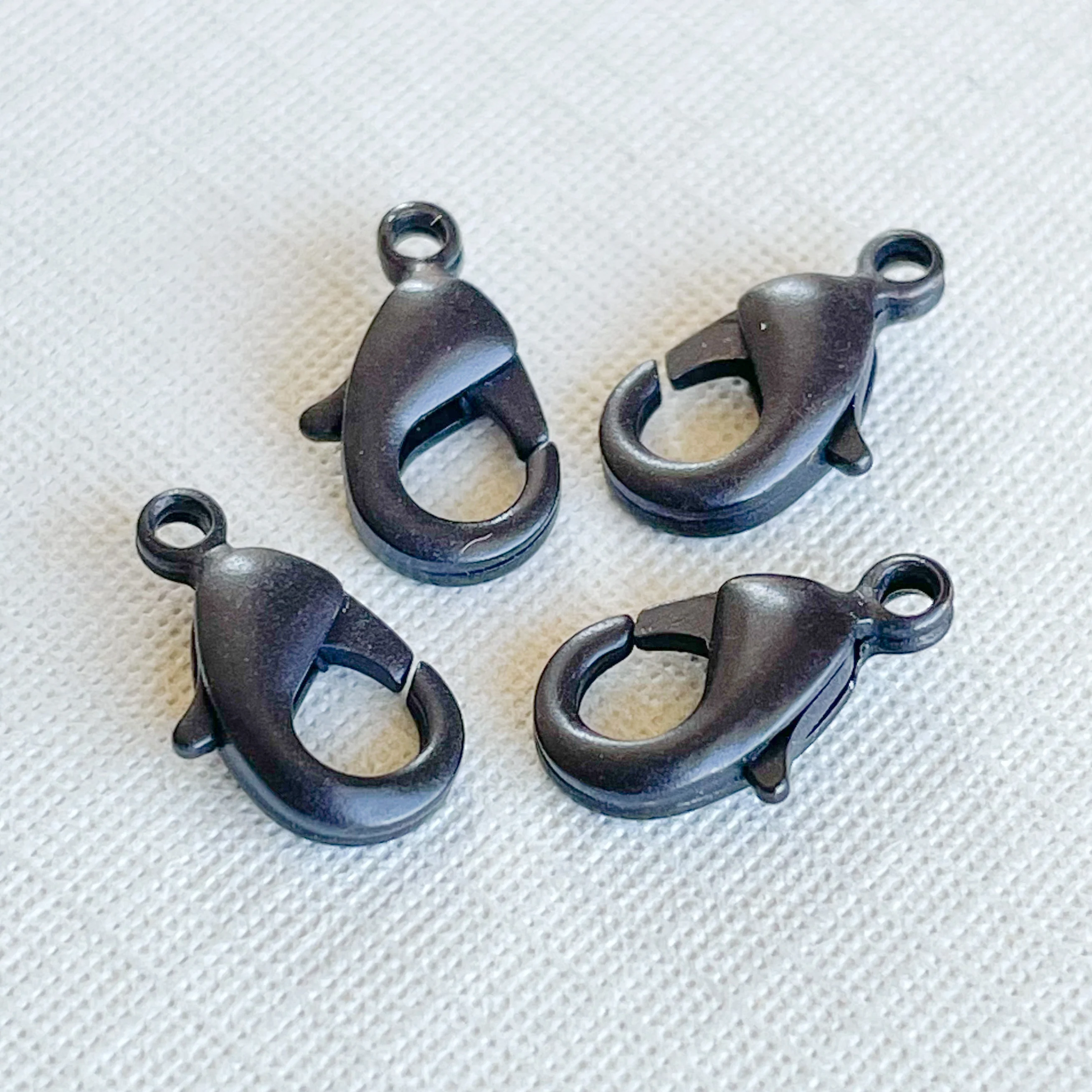 12mm Matte Black Lobster Claw Clasp - 4 Pack - Image 2