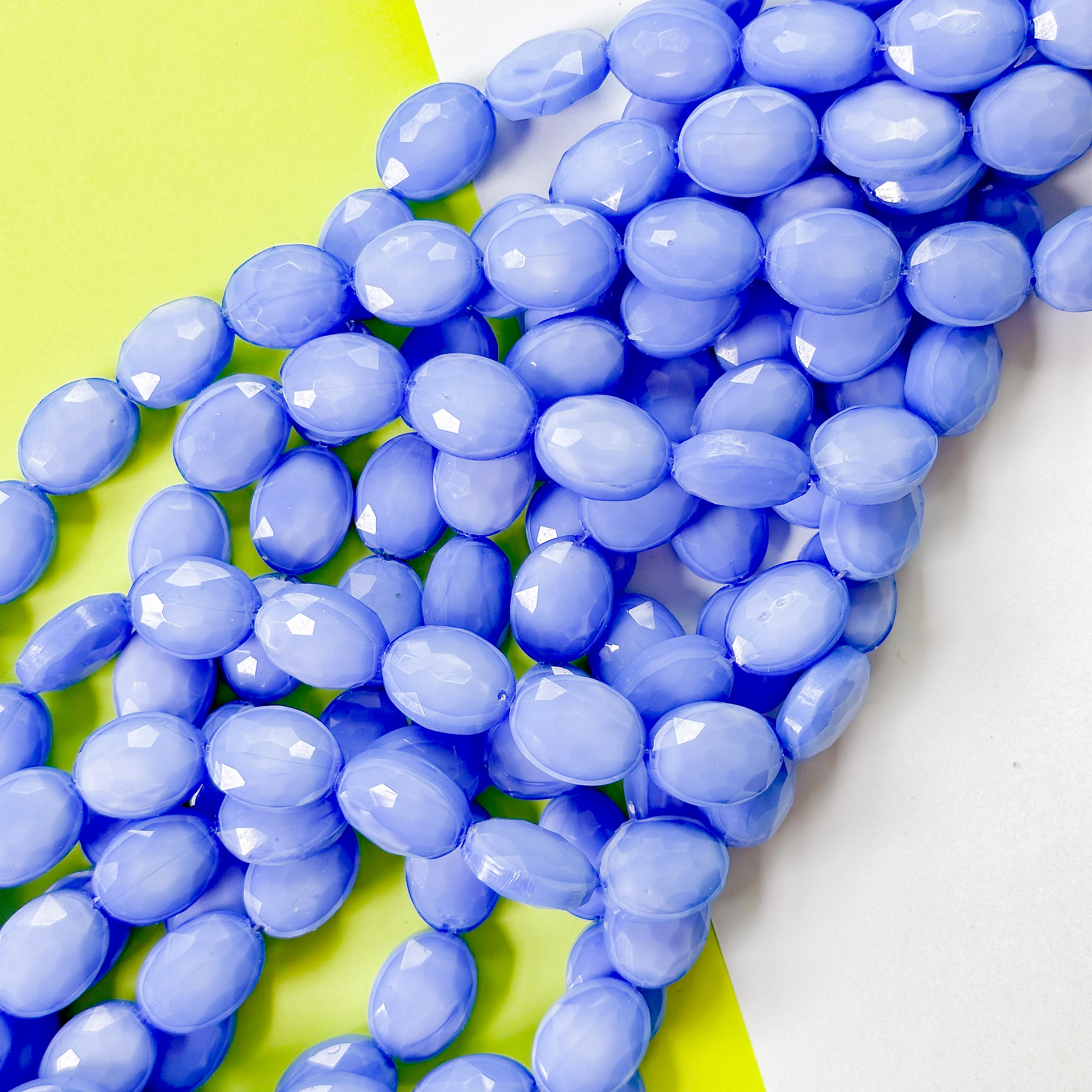 12mm Opaque Periwinkle Blue Faceted Crystal Oval Strand - Image 4
