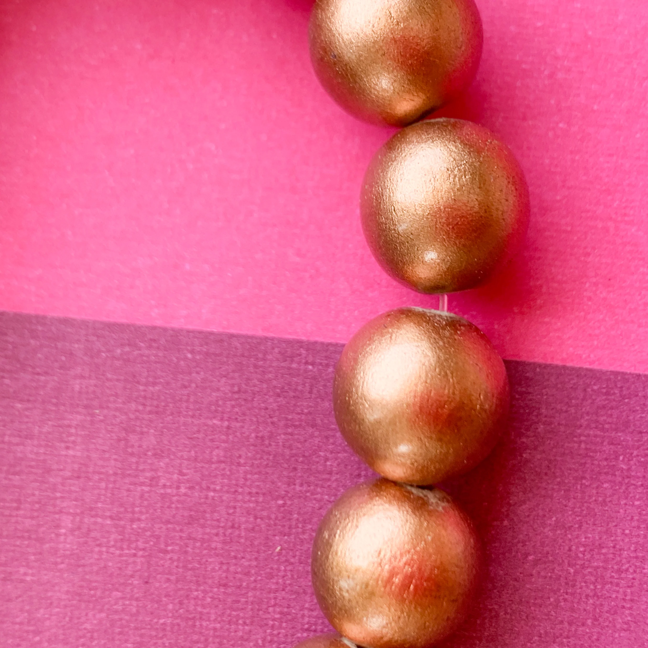 12mm Rose Gold Wood Rounds Strand - Image 3