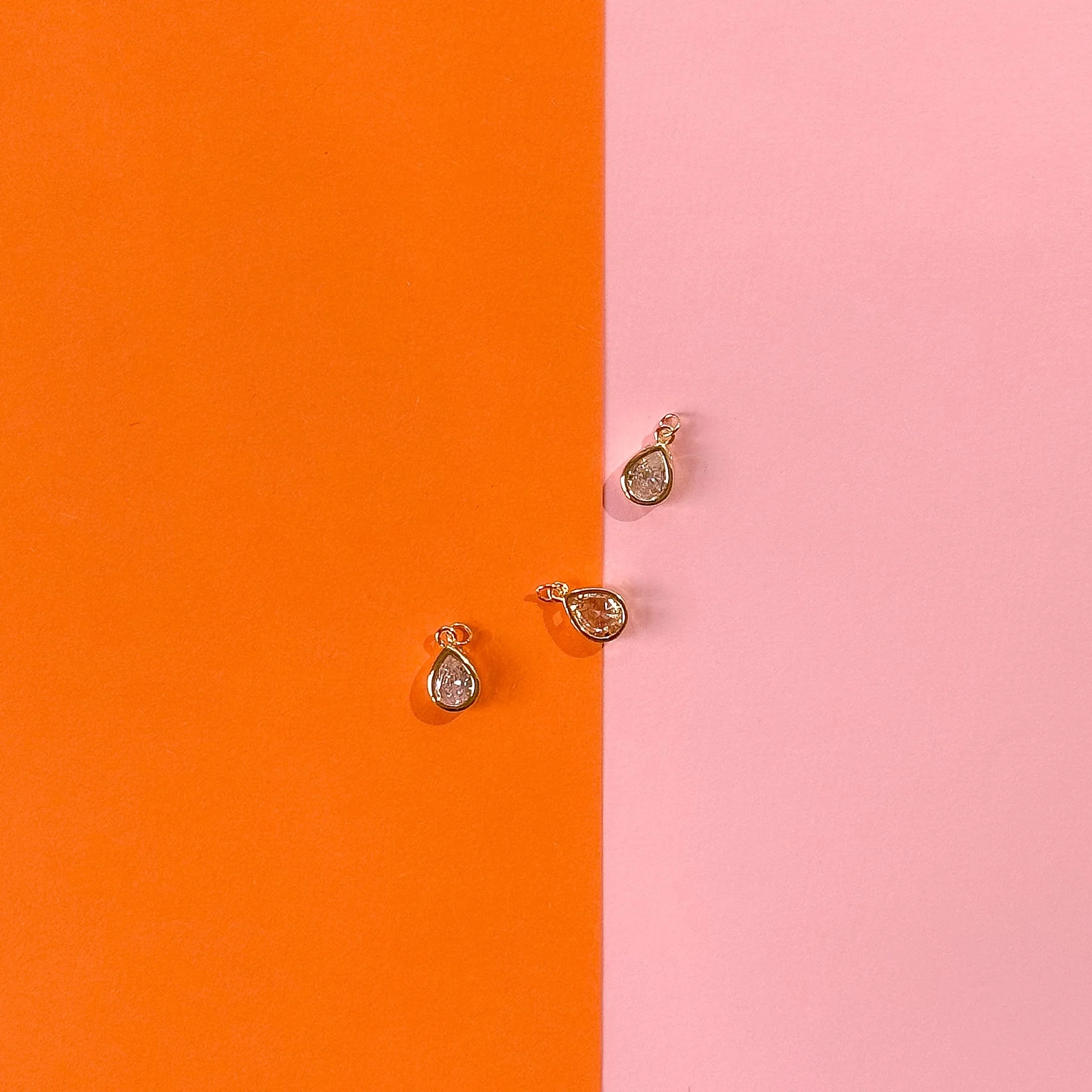 12mm Shiny Gold Plated CZ Teardrop Charm - Image 4