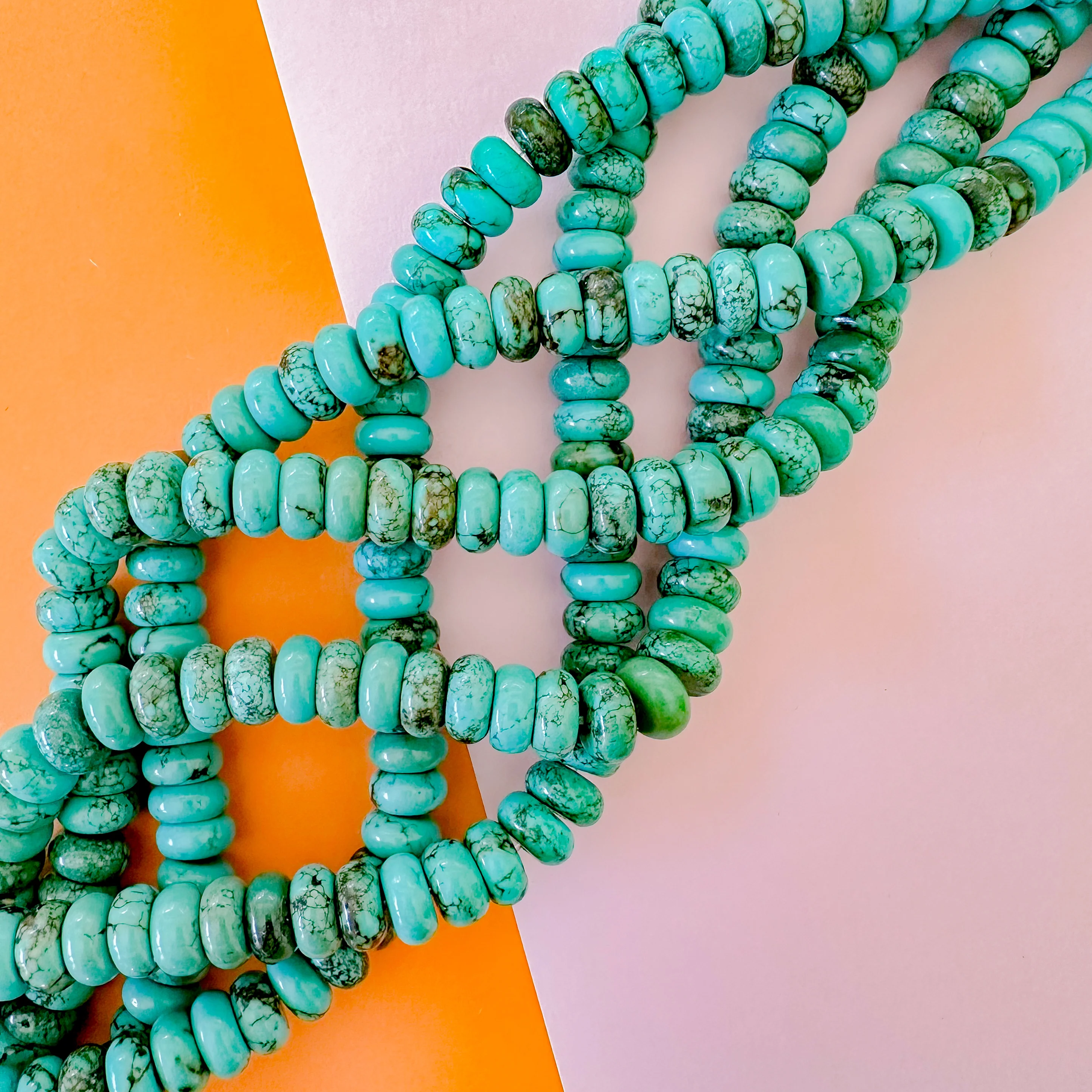 12mm Stabilized Turquoise Rondelle Strand - Image 2