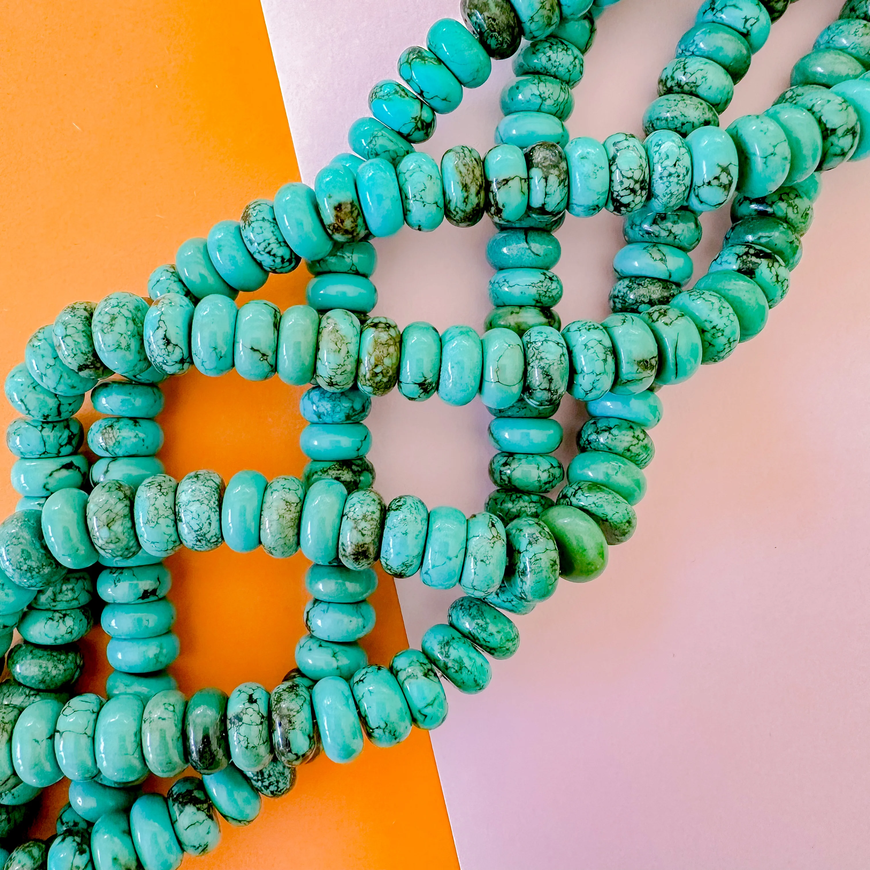 12mm Stabilized Turquoise Rondelle Strand - Image 3