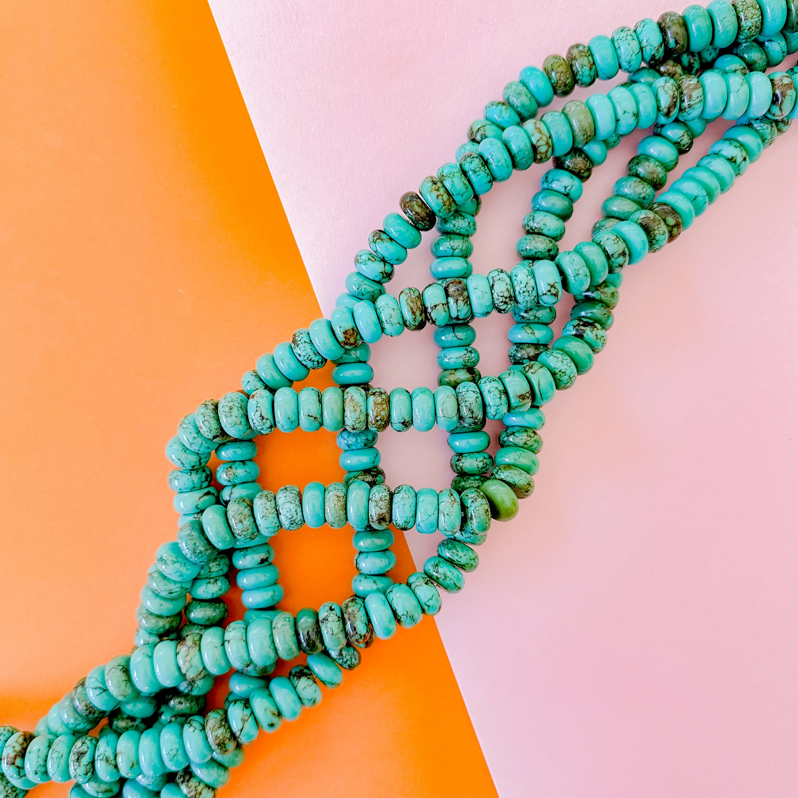 12mm Stabilized Turquoise Rondelle Strand - Image 4