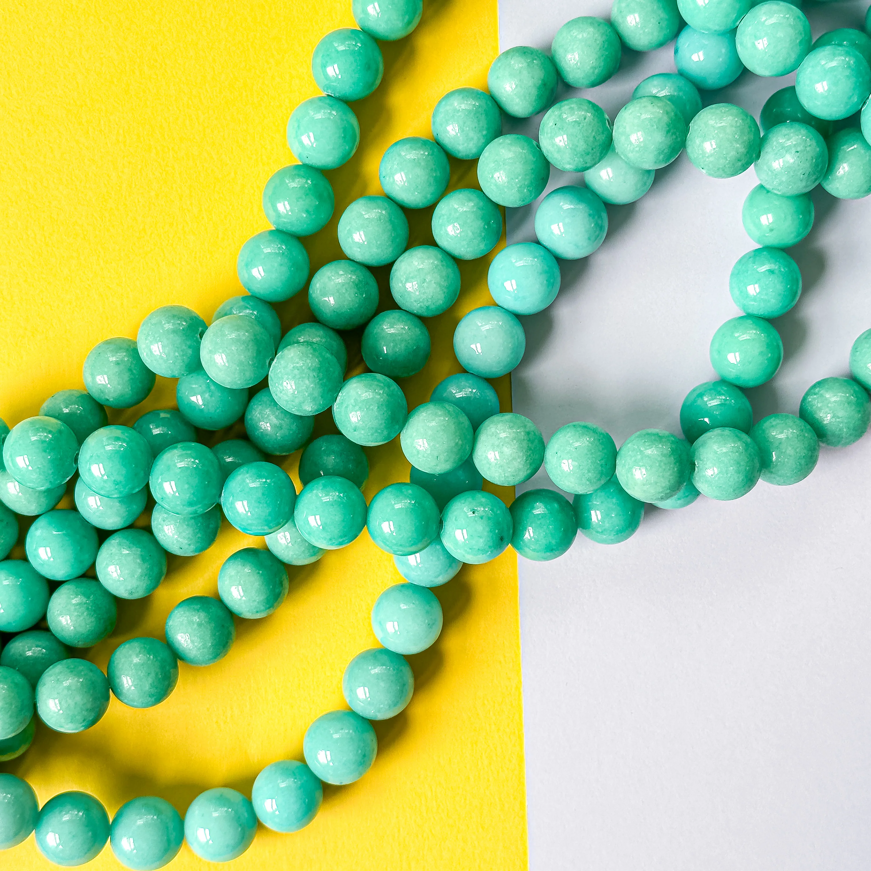 12mm Turquoise Green Dyed Calcite Round Strand - Image 3