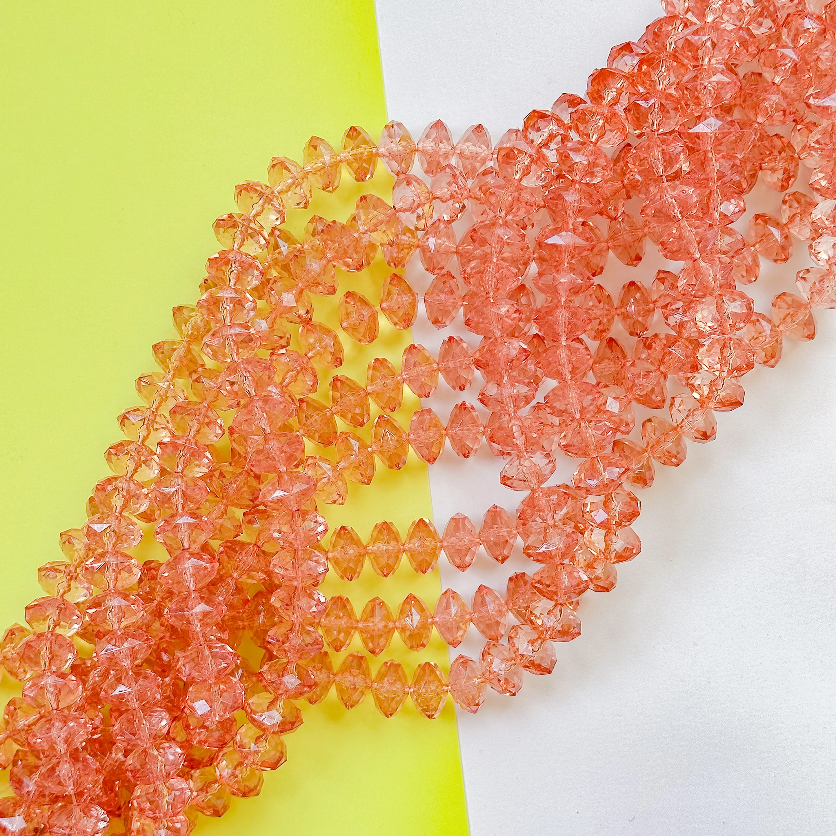 14mm Light Coral Resin Faceted Rondelle Strand - Image 2
