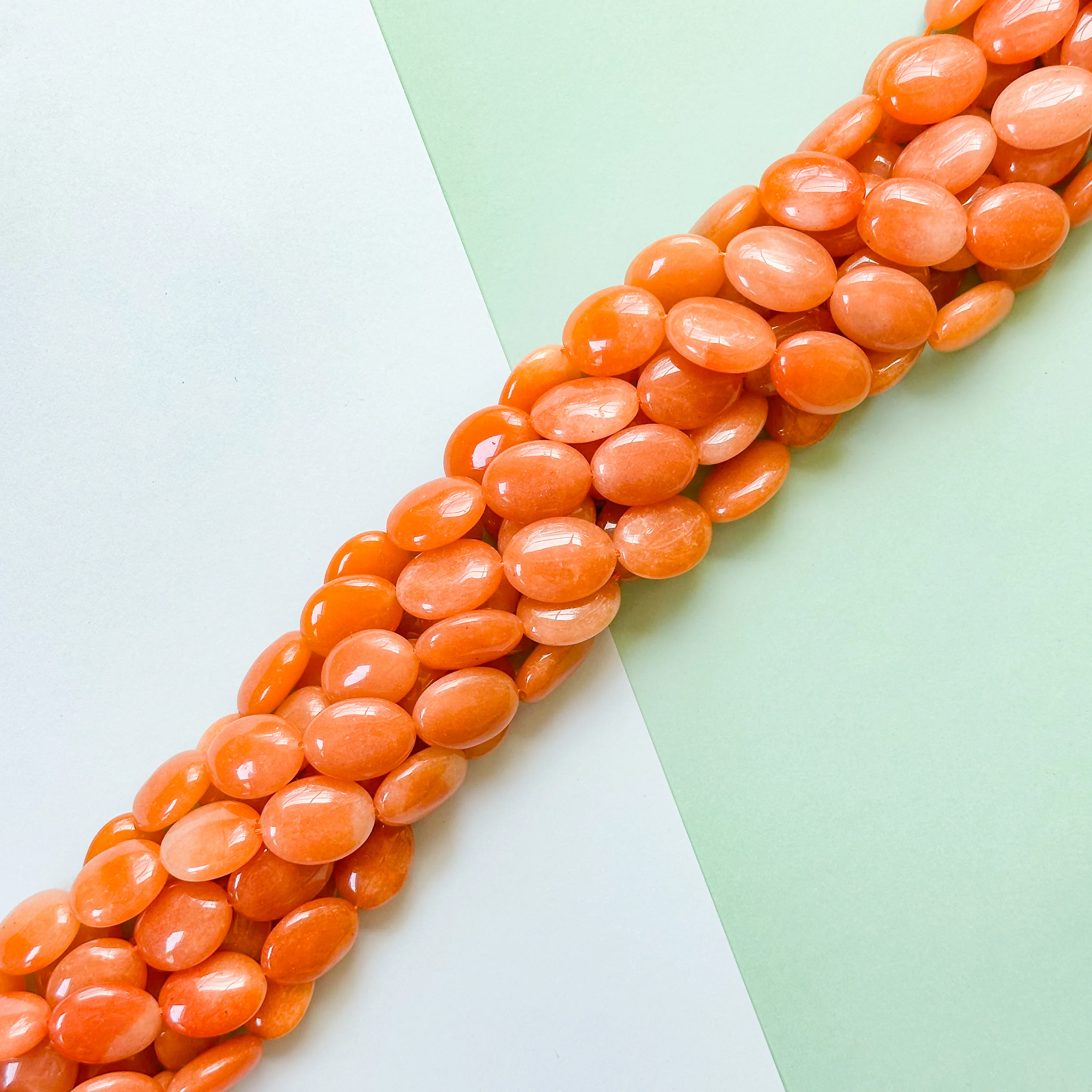 15mm Ginger Dyed Calcite Flat Oval Strand