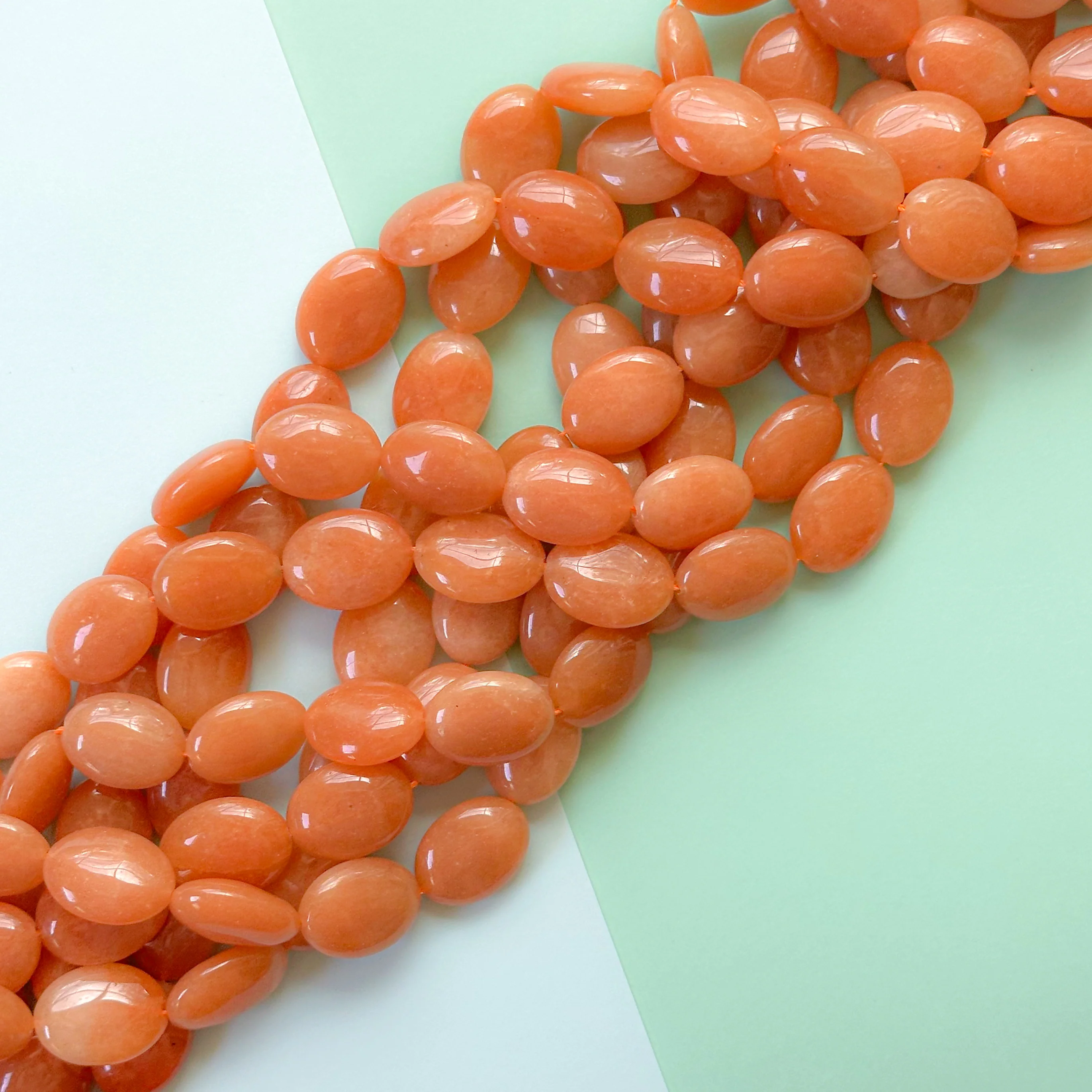 15mm Ginger Dyed Calcite Flat Oval Strand - Image 2