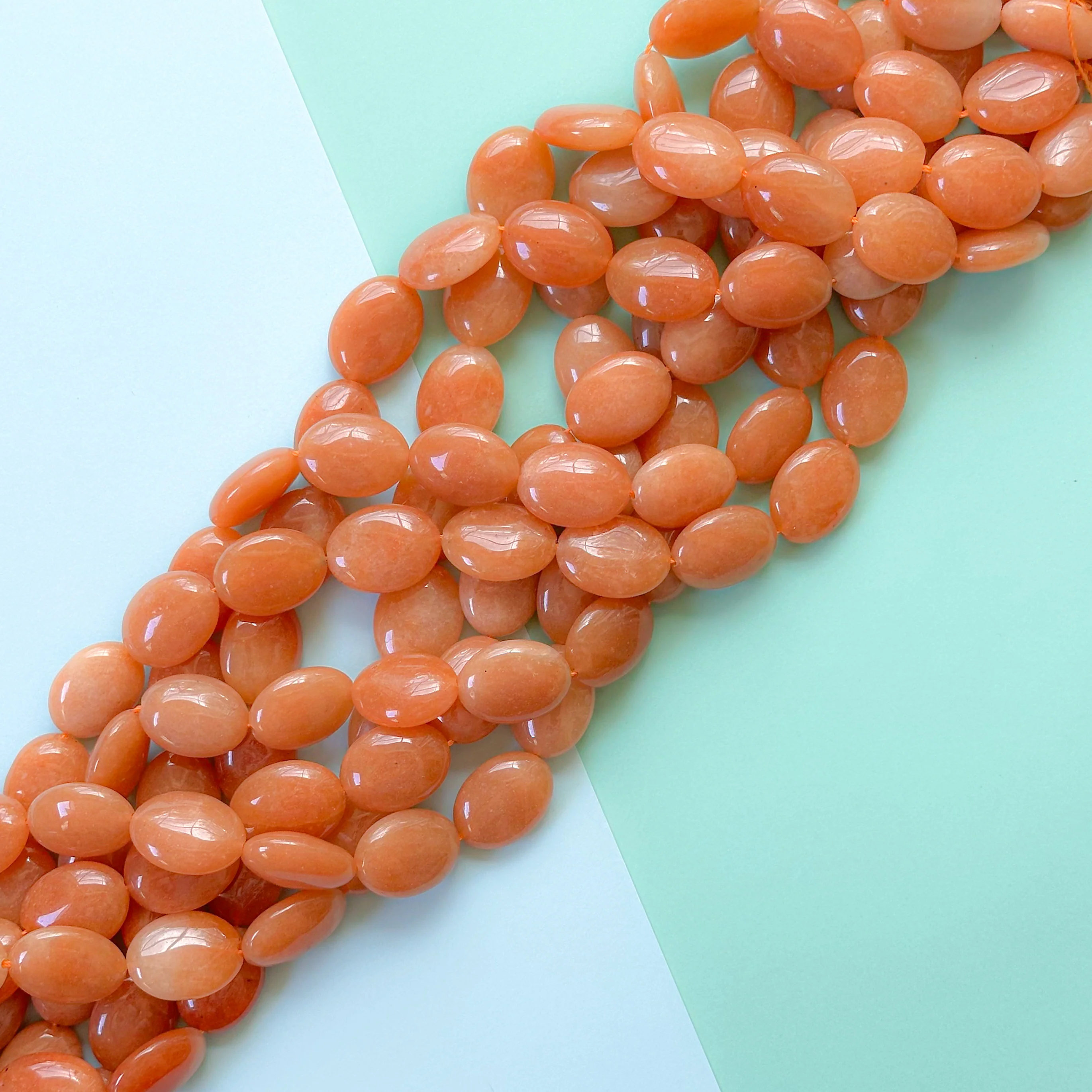 15mm Ginger Dyed Calcite Flat Oval Strand - Image 3