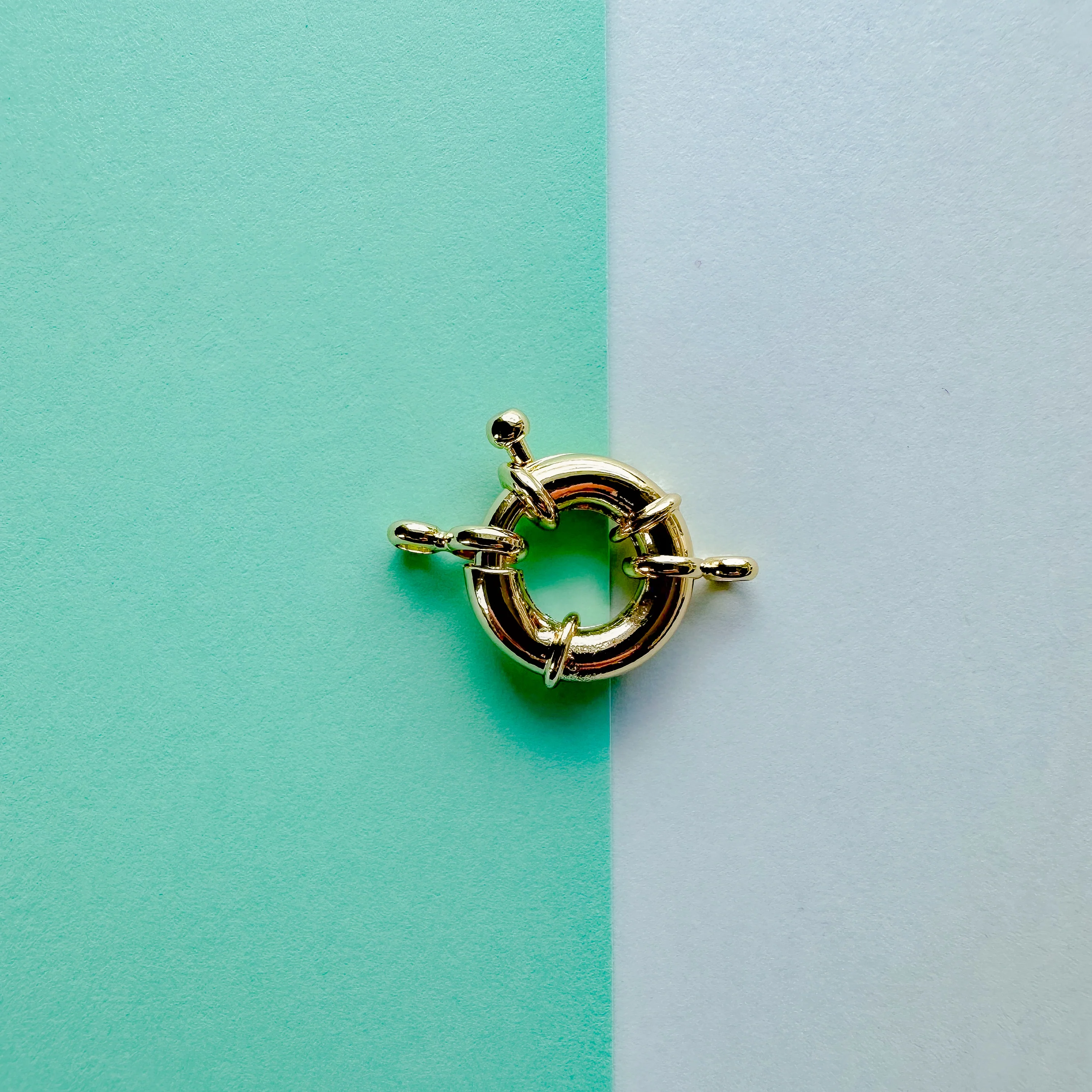 15mm Shiny Gold Spring Ring Clasp - Image 3