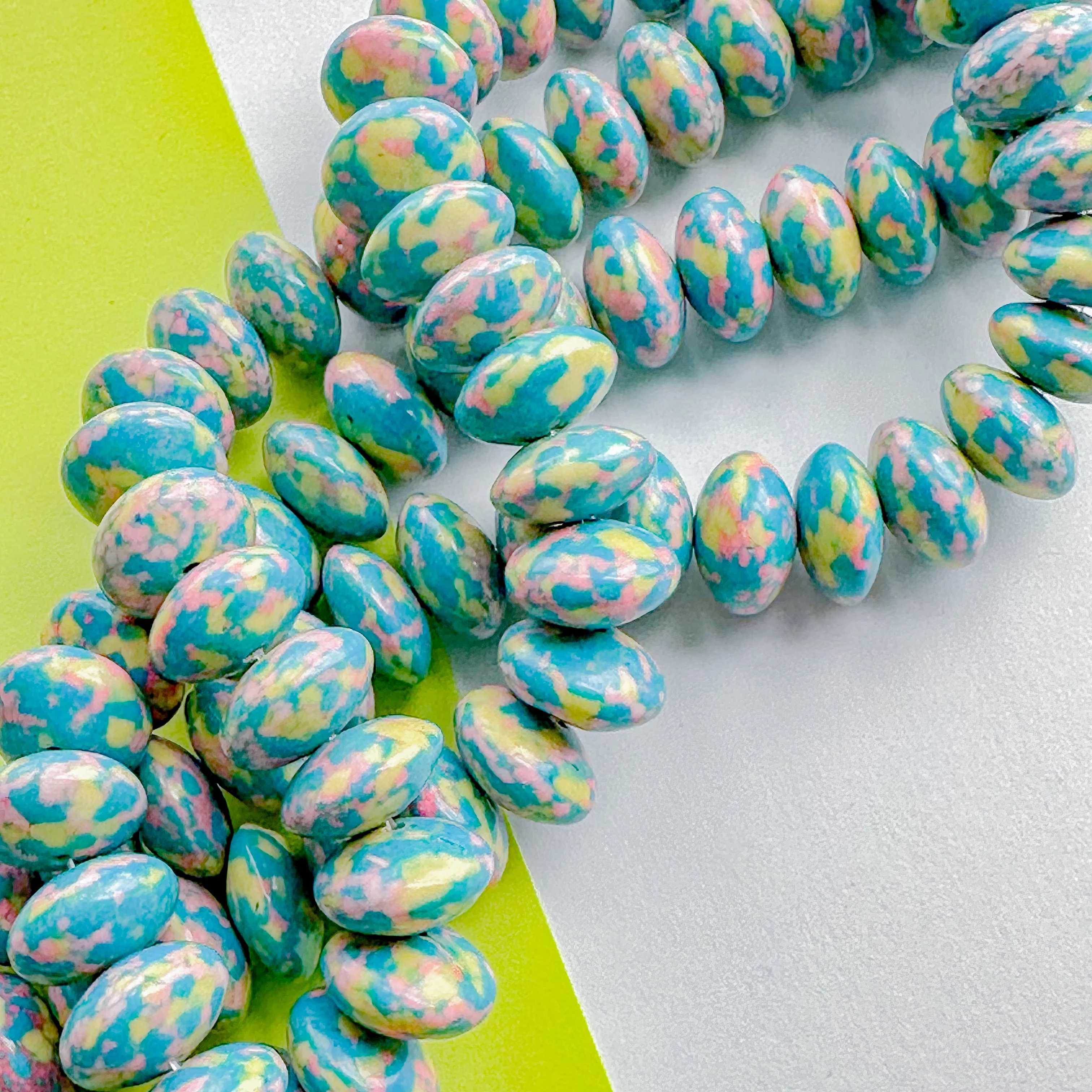 16mm Pastel Speckle Rondelle Strand - Image 3