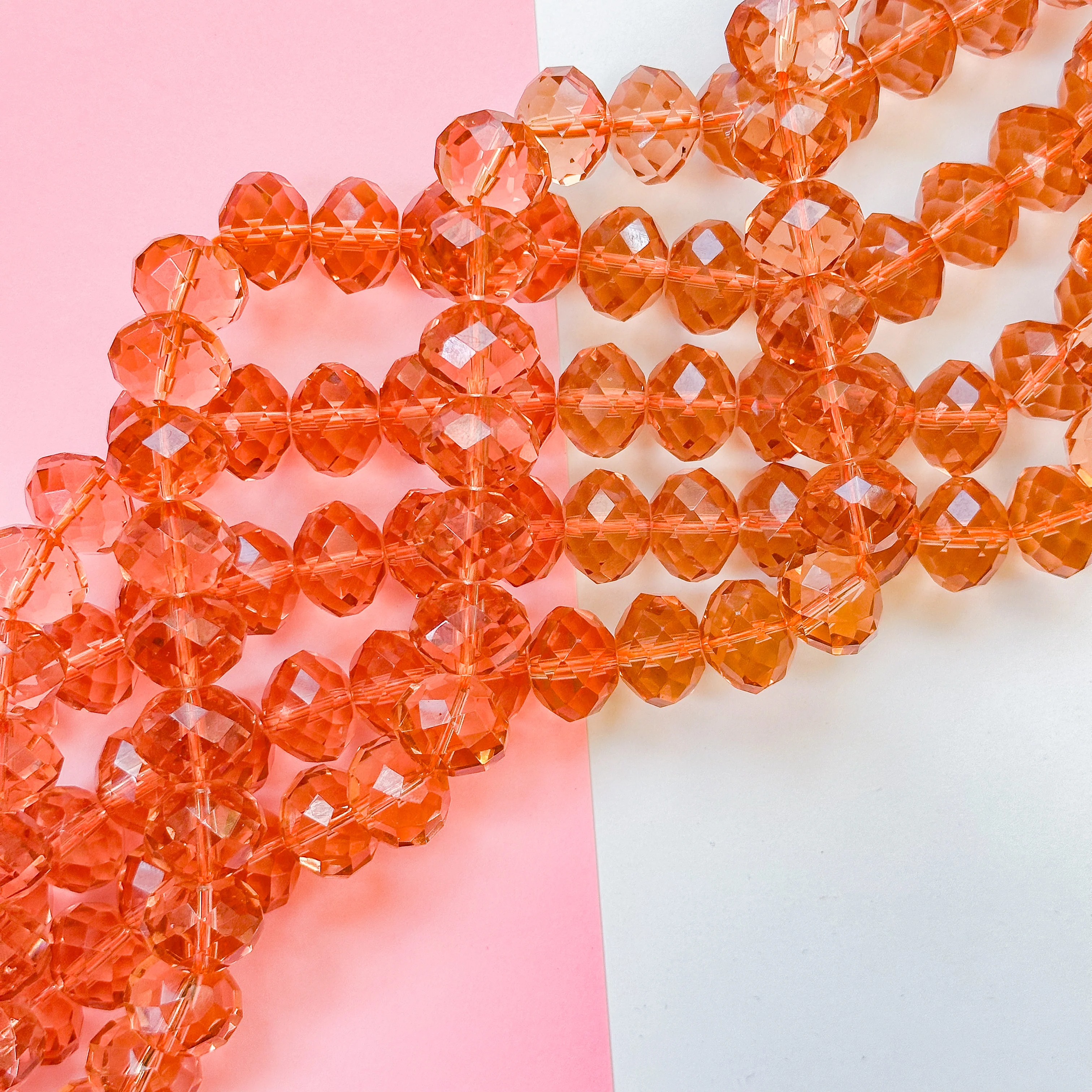 17mm Light Rust Faceted Jumbo Crystal Rondelle Strand - Image 3
