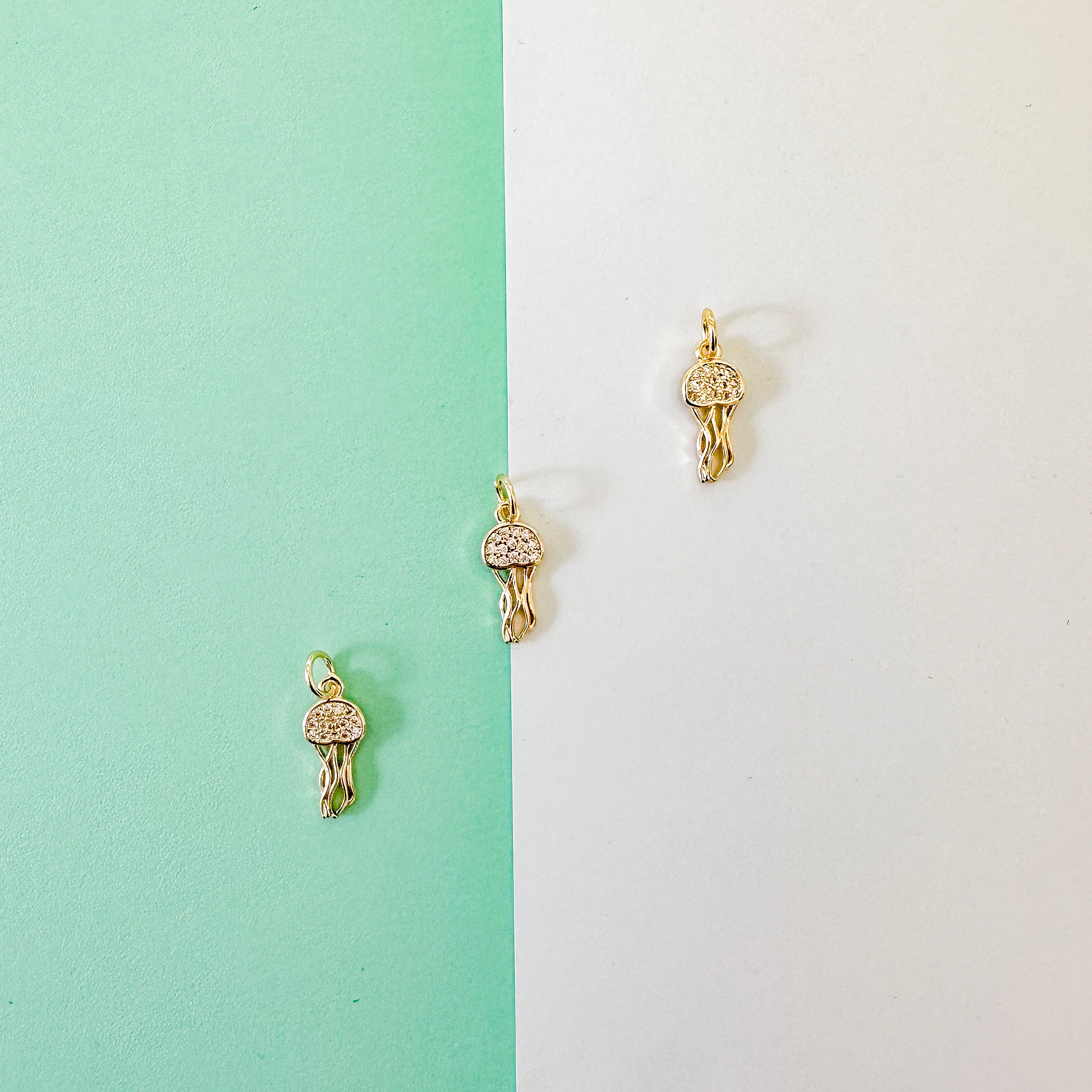 18mm Gold Pave Jellyfish Charm