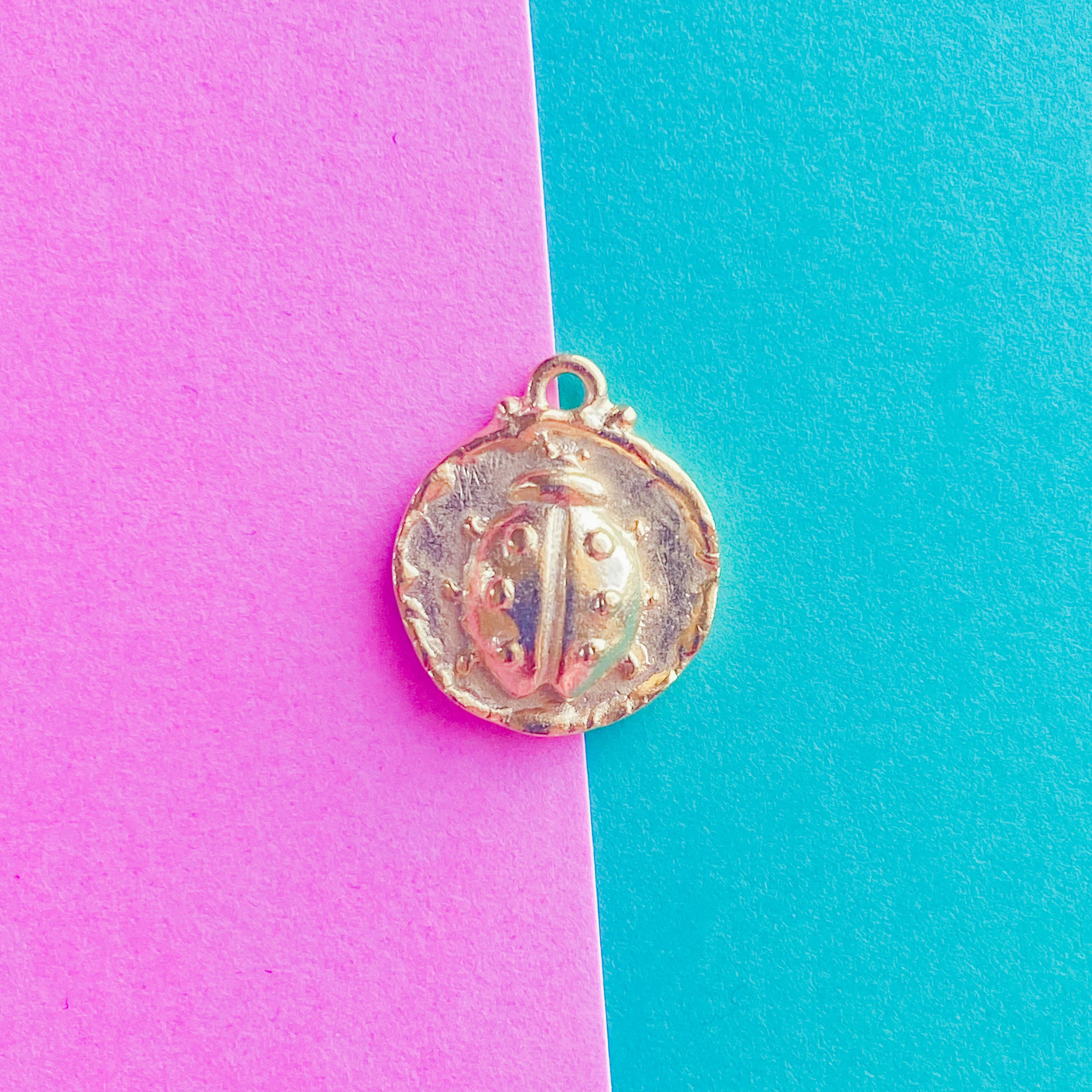 18mm Satin Gold Ladybug Lucky Charm - Image 3