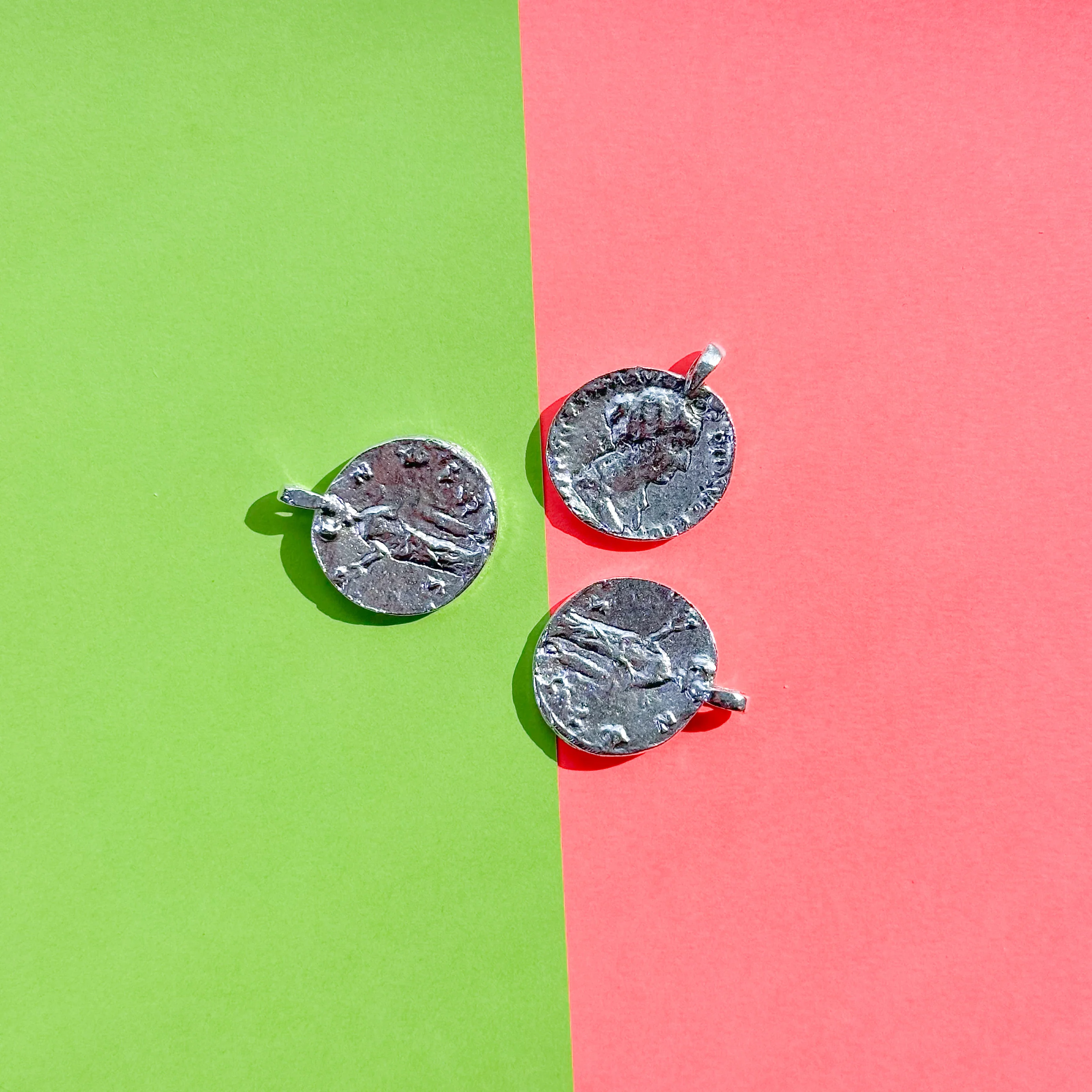 22mm Satin Silver Treasure Coin Charm - Image 2