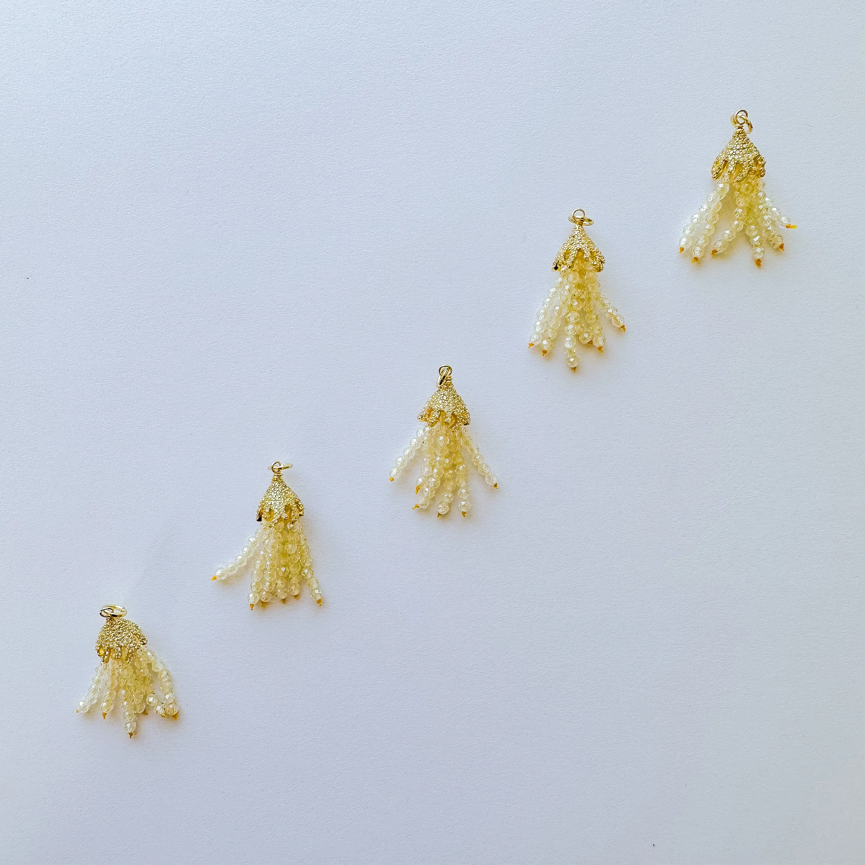 32mm Faceted Zircon & Pave Mini Tassel Charm - Image 3