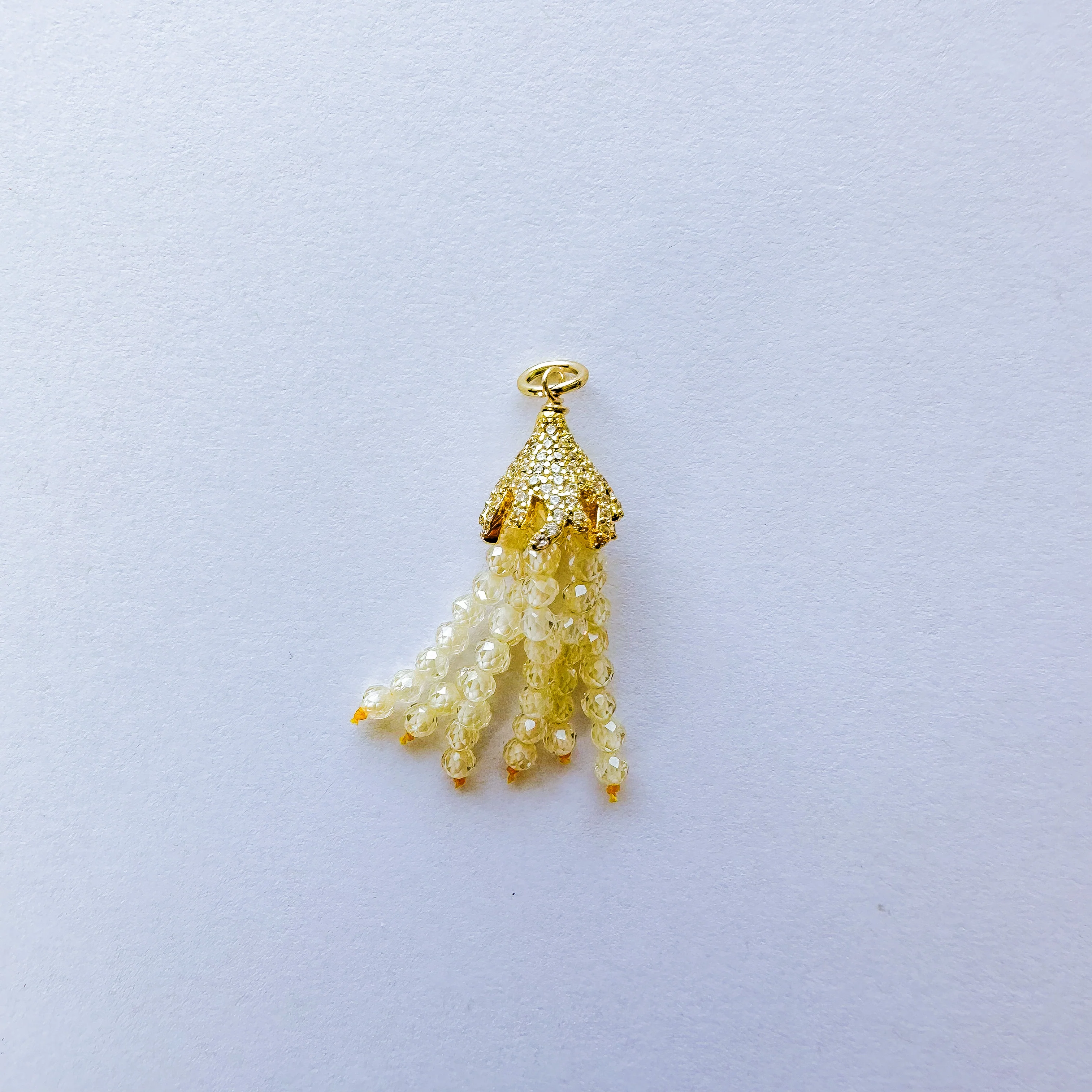 32mm Faceted Zircon & Pave Mini Tassel Charm - Image 4
