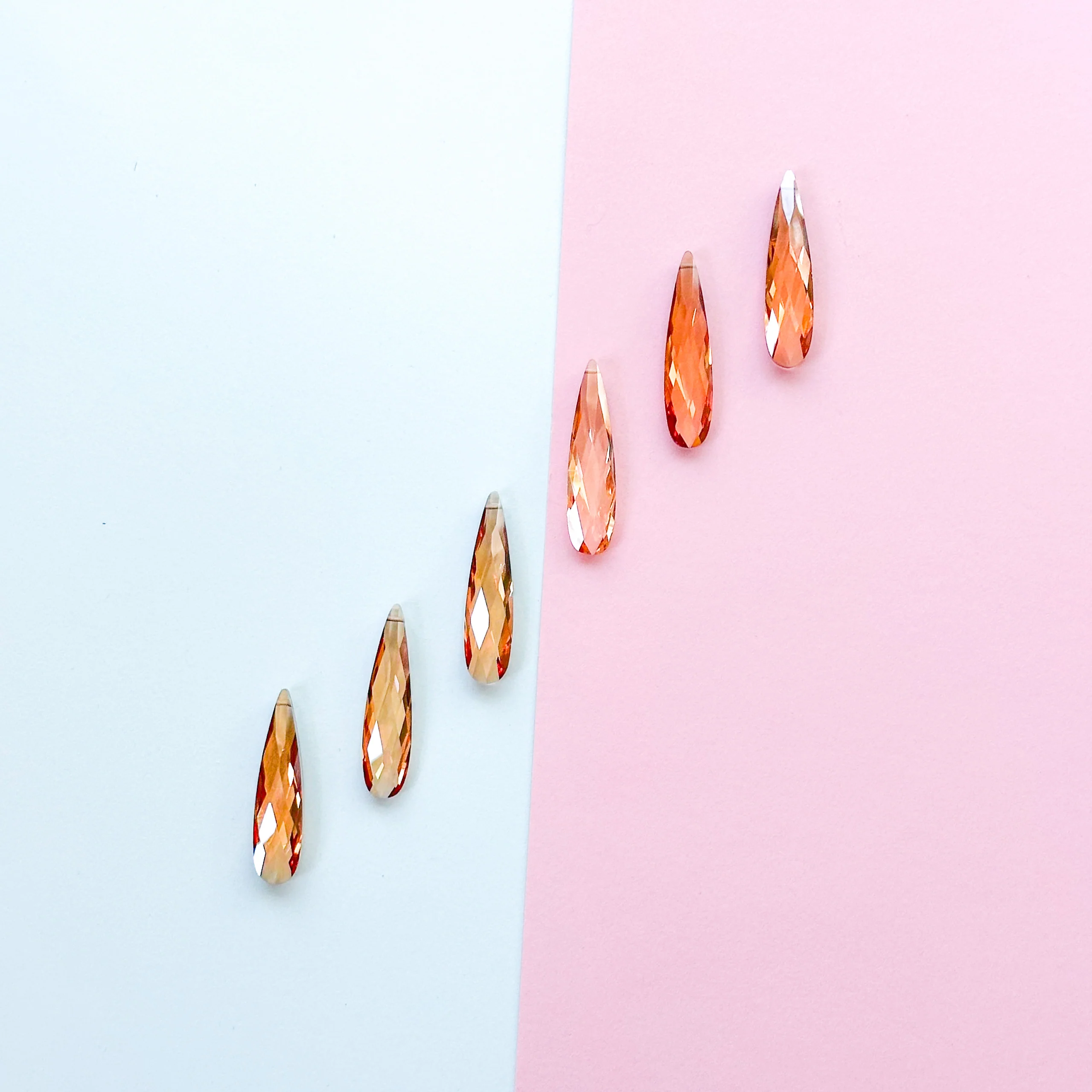 35mm Rose Gold Faceted Zircon Crystal Teardrop Bead - 6 Pack - Image 5
