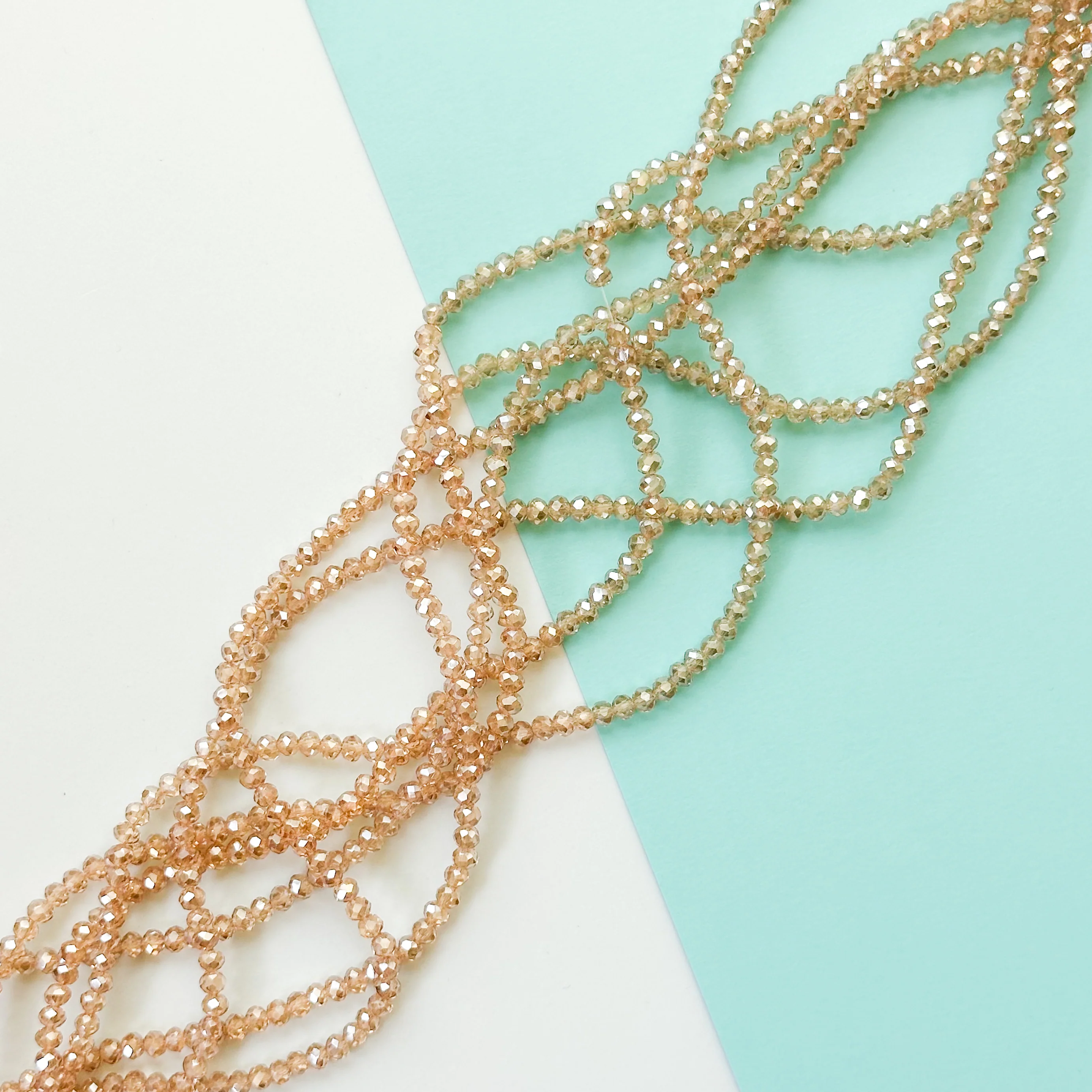 3mm Golden Glitter Faceted Crystal Rondelle Strand - Image 4