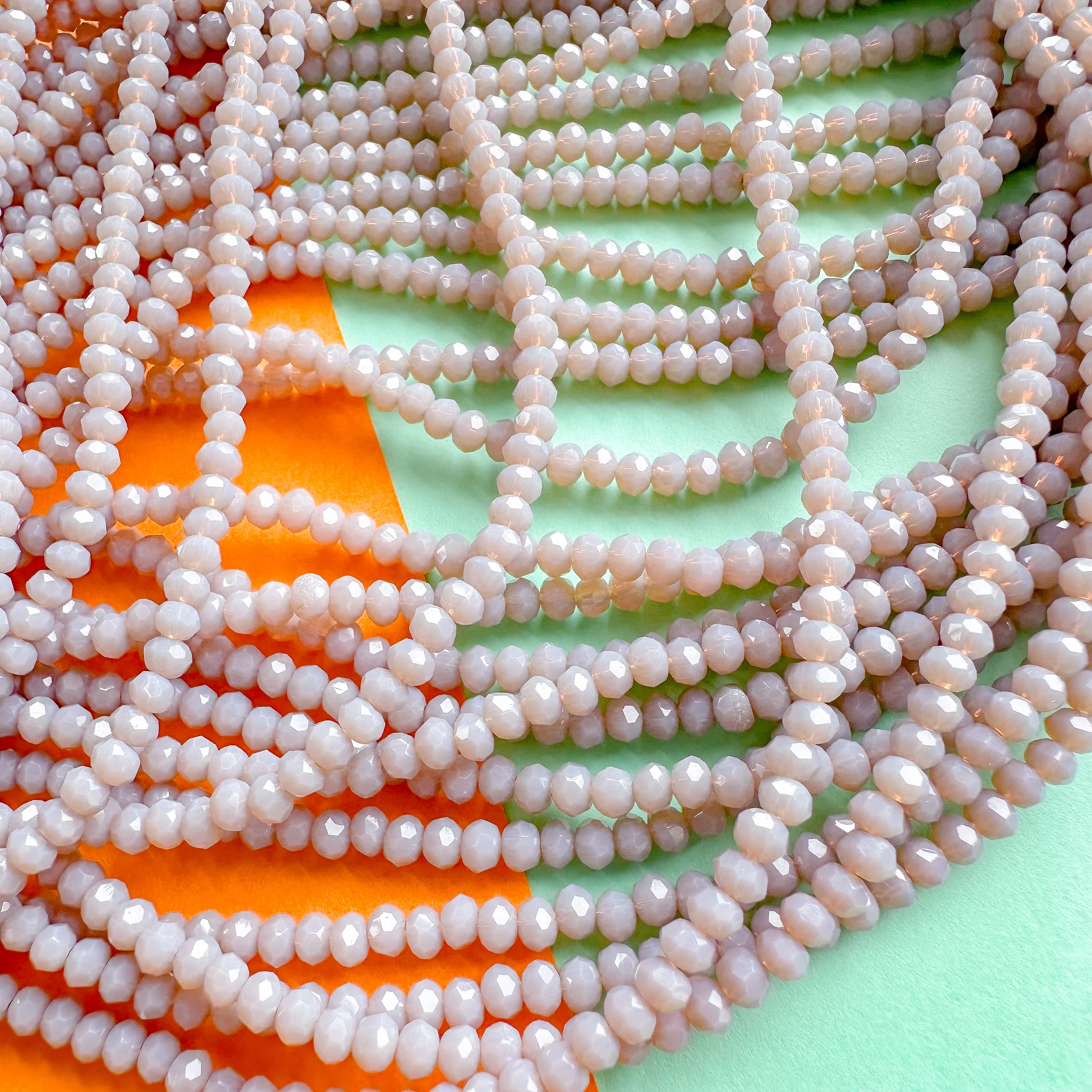 3mm Light Opal Gray Faceted Crystal Rondelle Strand - Image 3