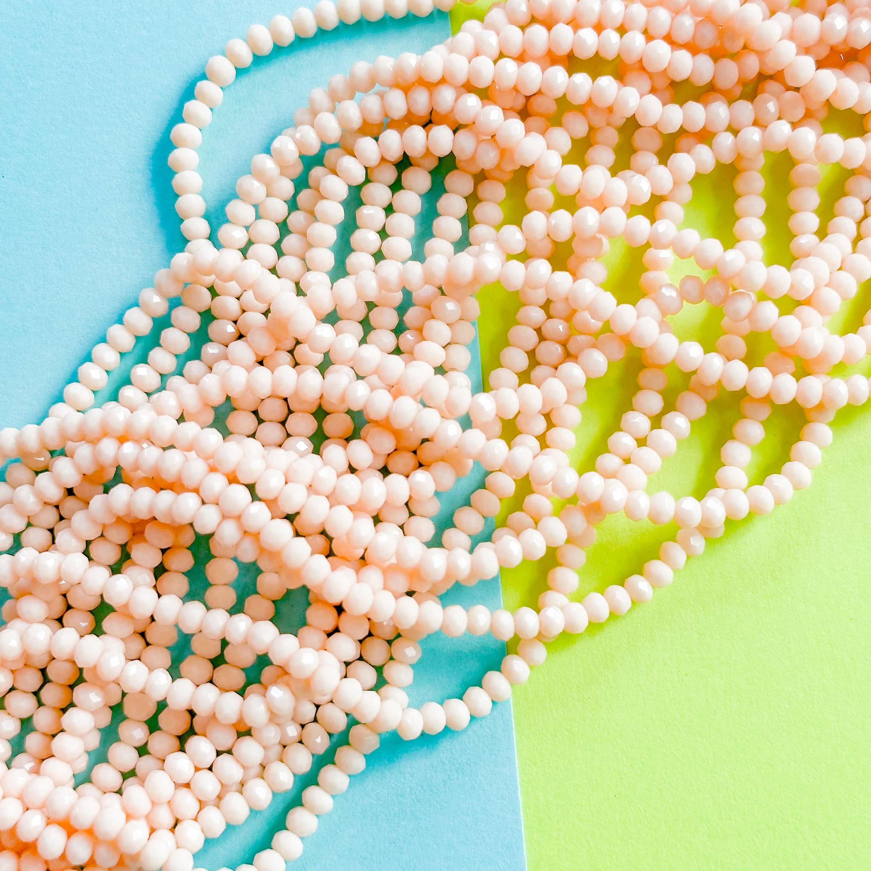 3mm Light Peach Faceted Crystal Strand - Image 3