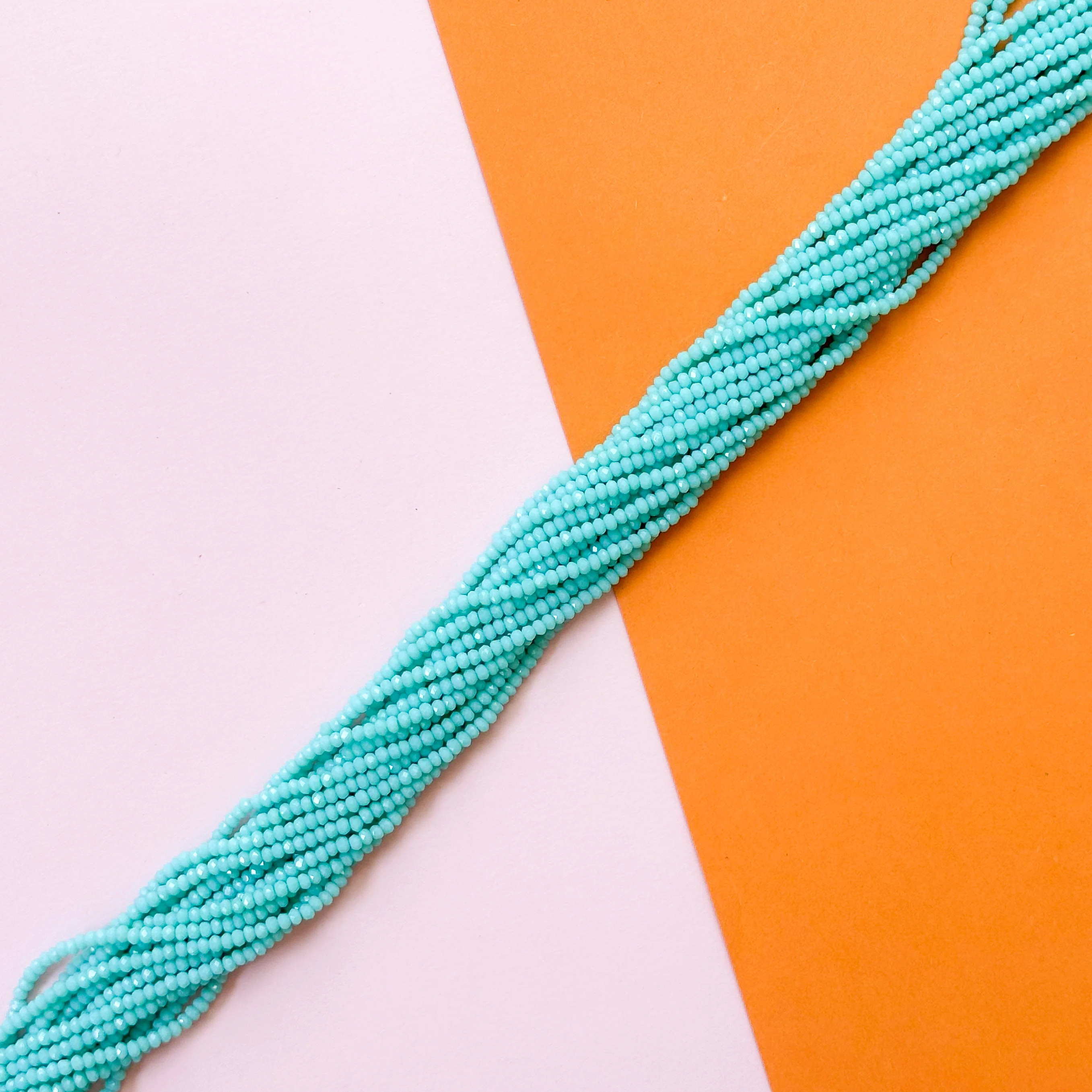 3mm Opaque Aqua Faceted Crystal Rondelle Strand
