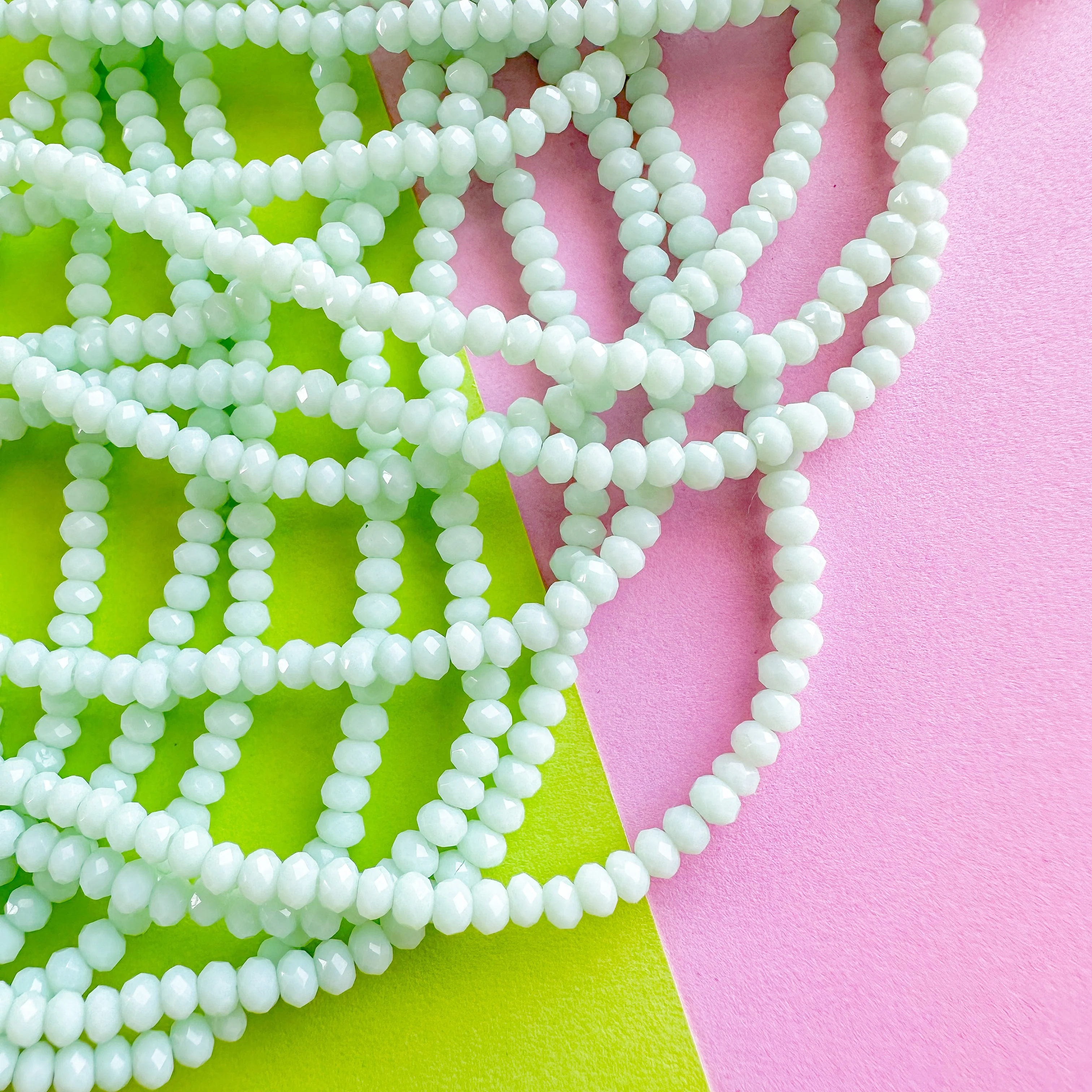 3mm Opaque Mint Faceted Crystal Rondelle Strand - Image 4