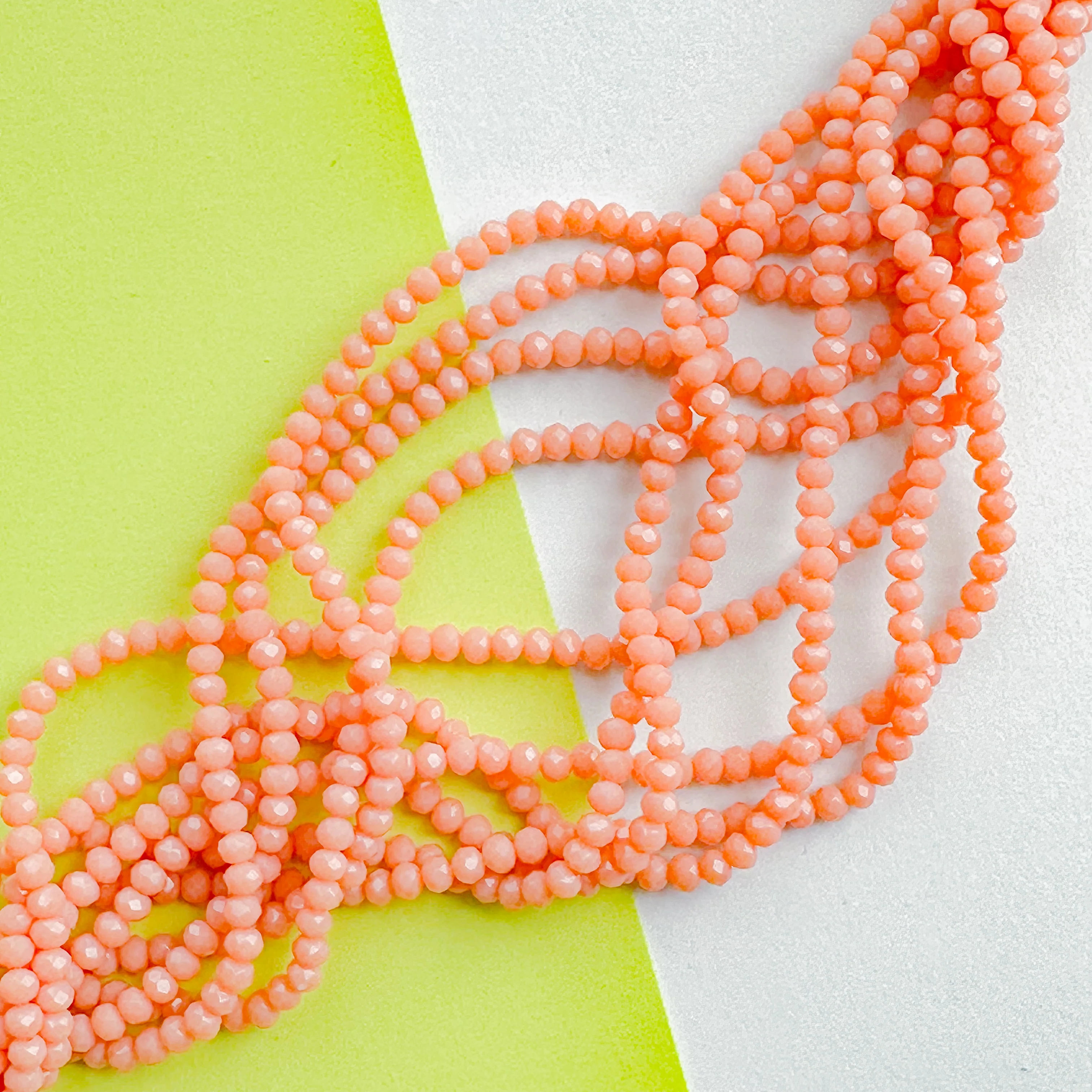 3mm Opaque Peach Faceted Crystal Rondelle Strand - Image 2