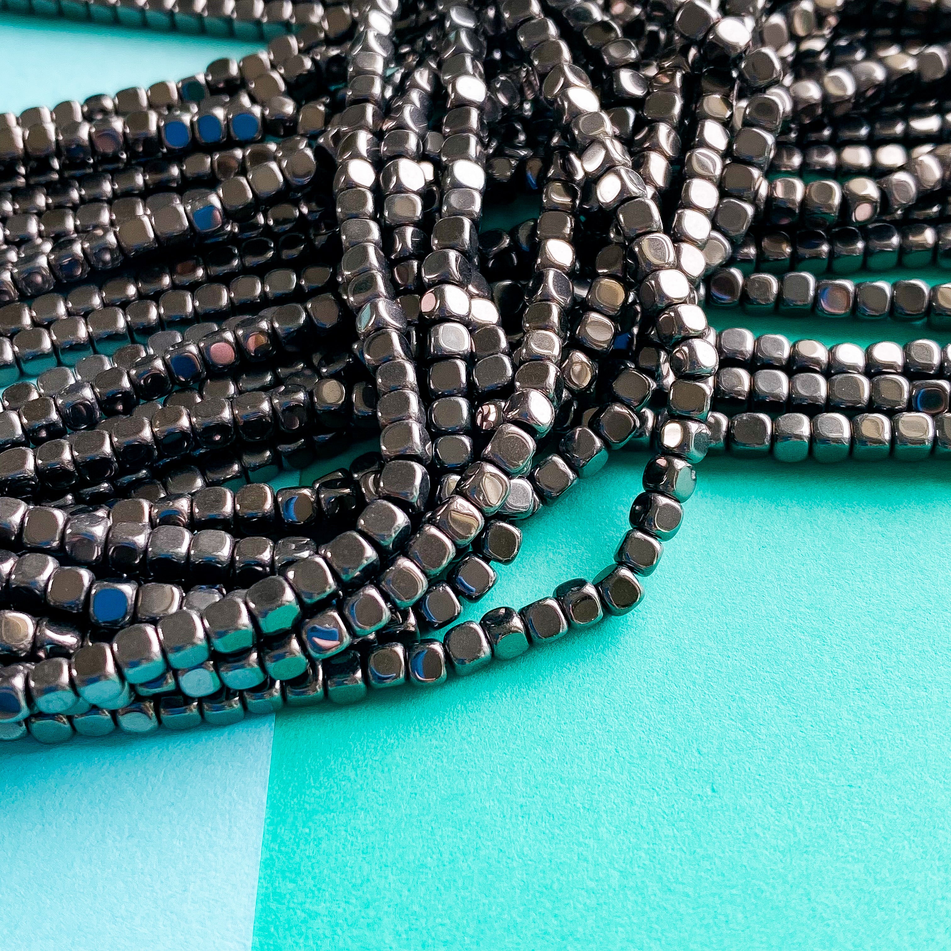 3mm Rounded Cube Hematite Strand - Image 3