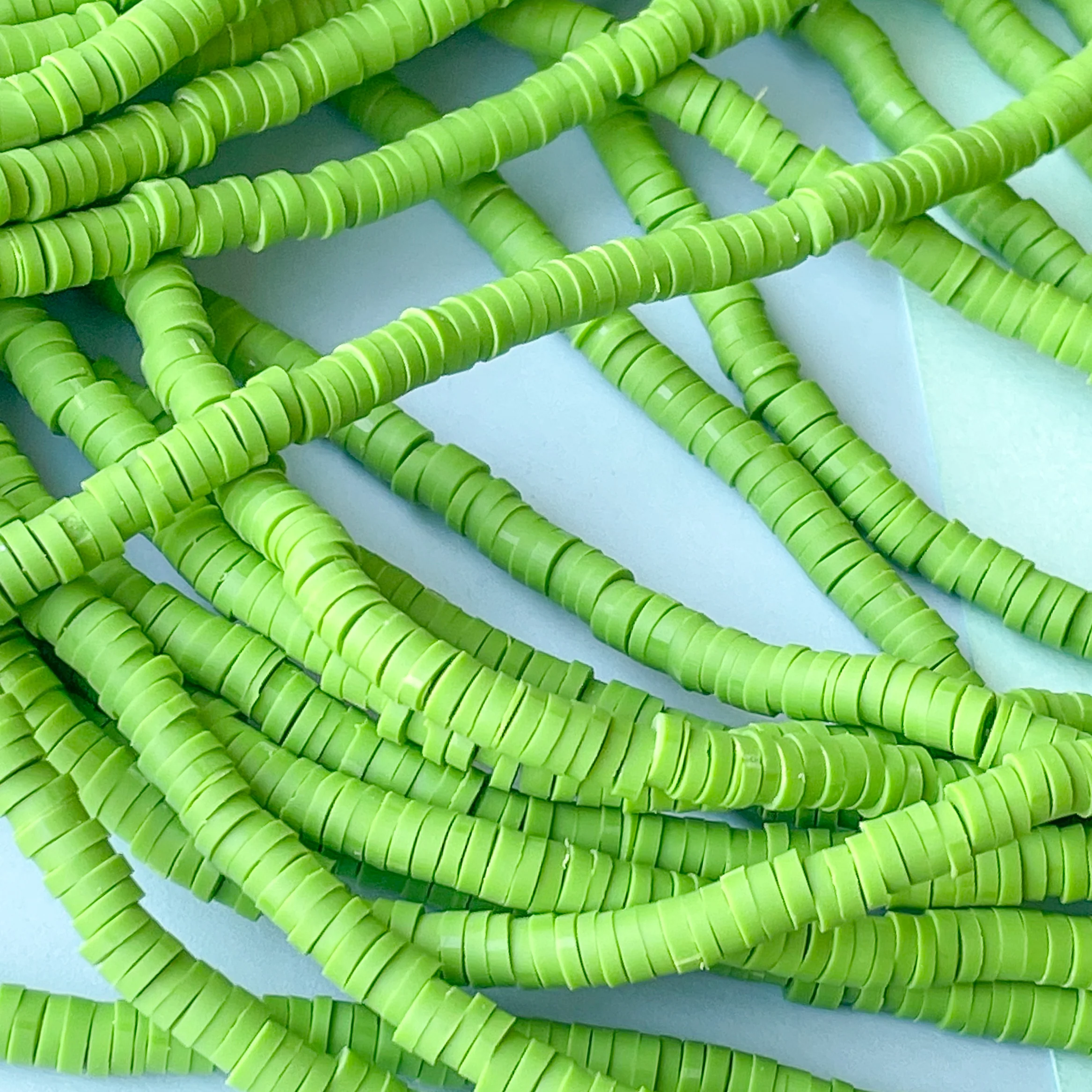 4mm Basil Polymer Clay Heishi Strand - Image 2