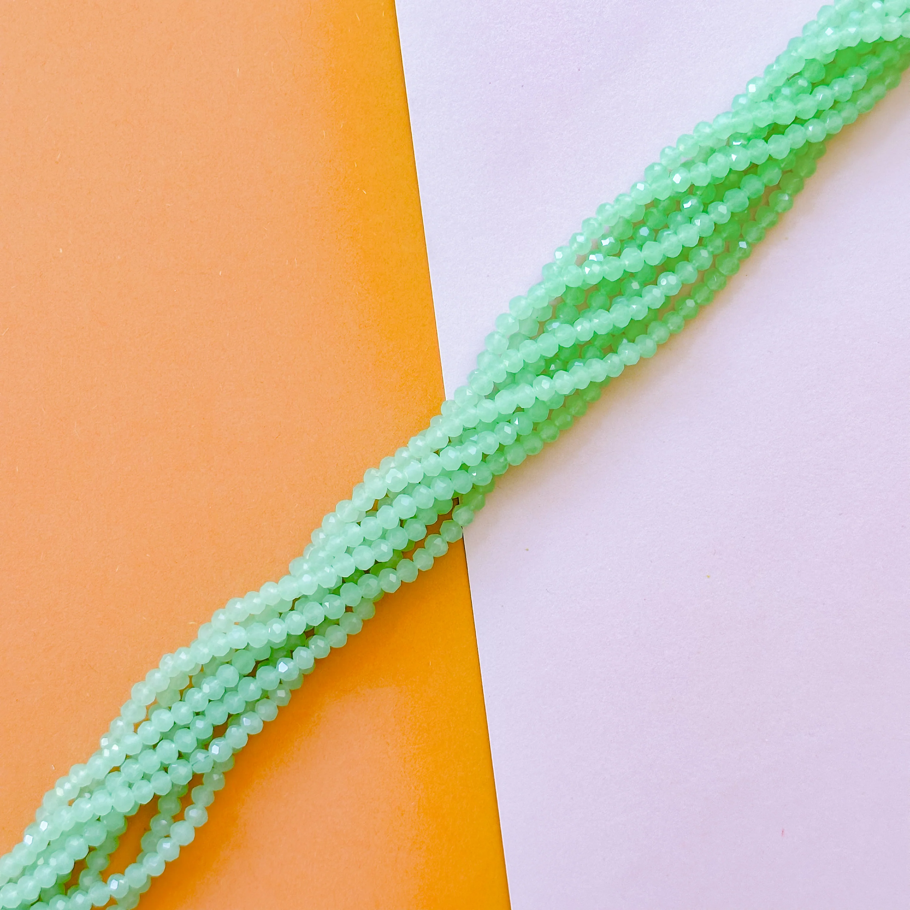 4mm Green Tea Faceted Crystal Rondelle Strand