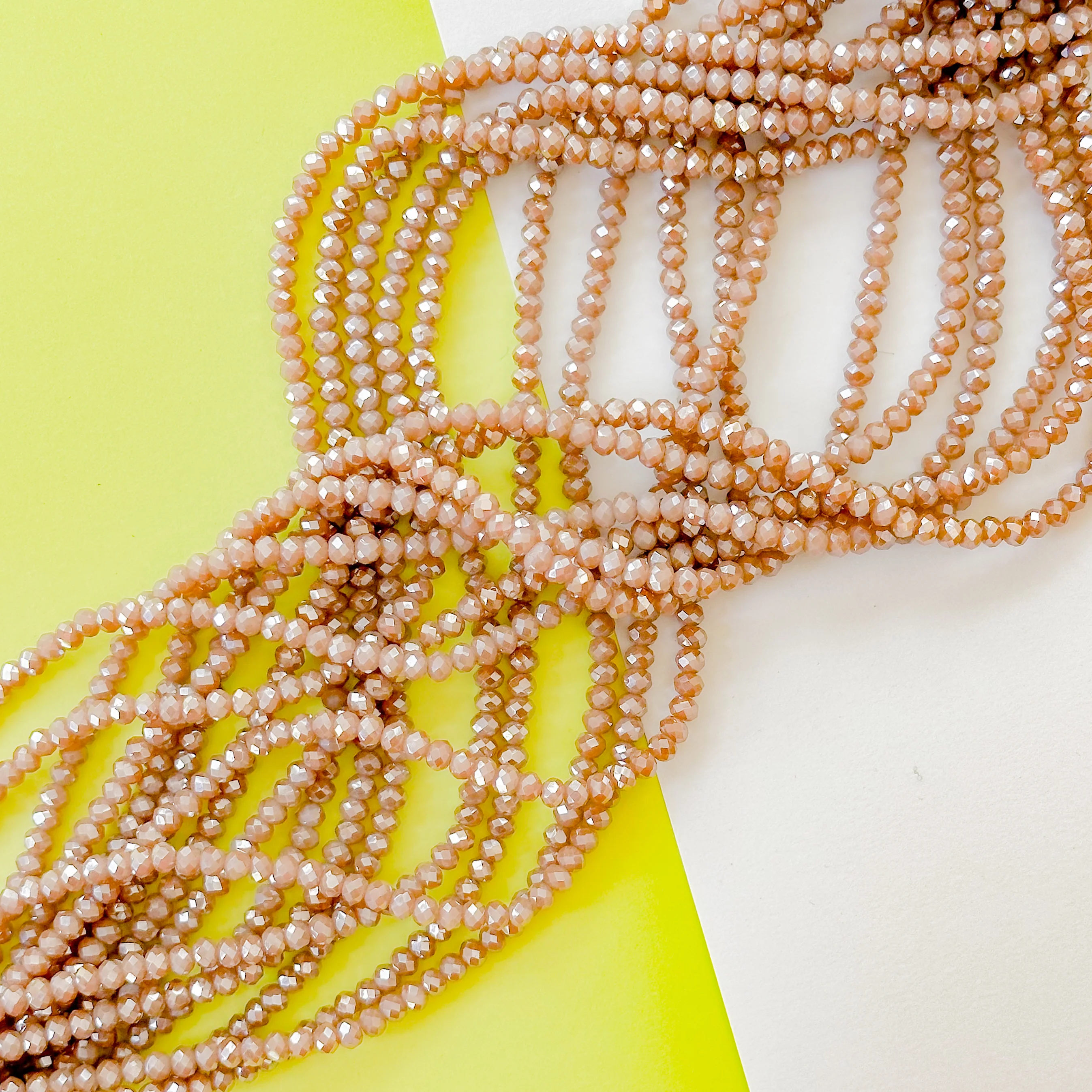 4mm Latte Shimmer Faceted Crystal Rondelle Strand - Image 2