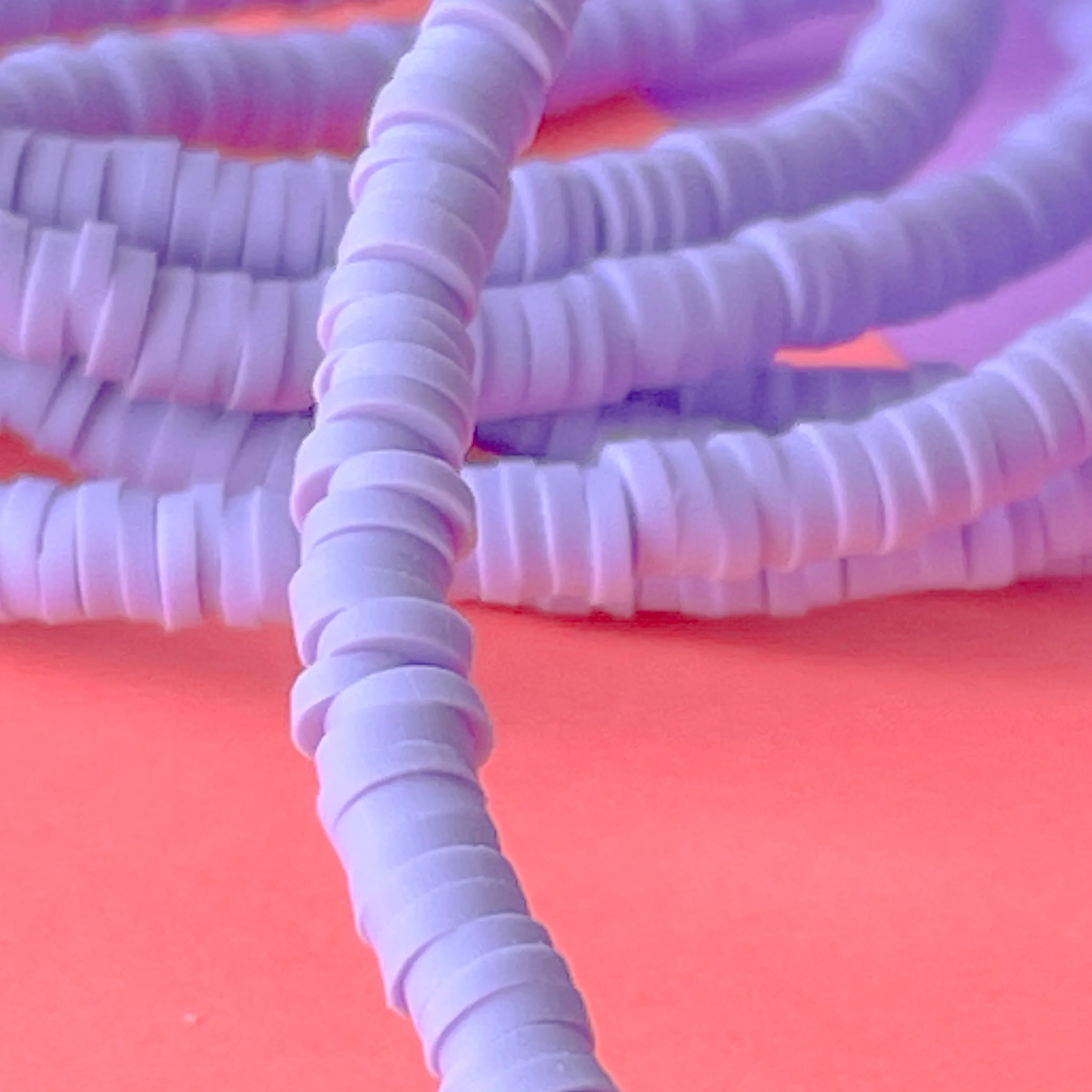 4mm Lavender Polymer Clay Heishi Strand - Image 3