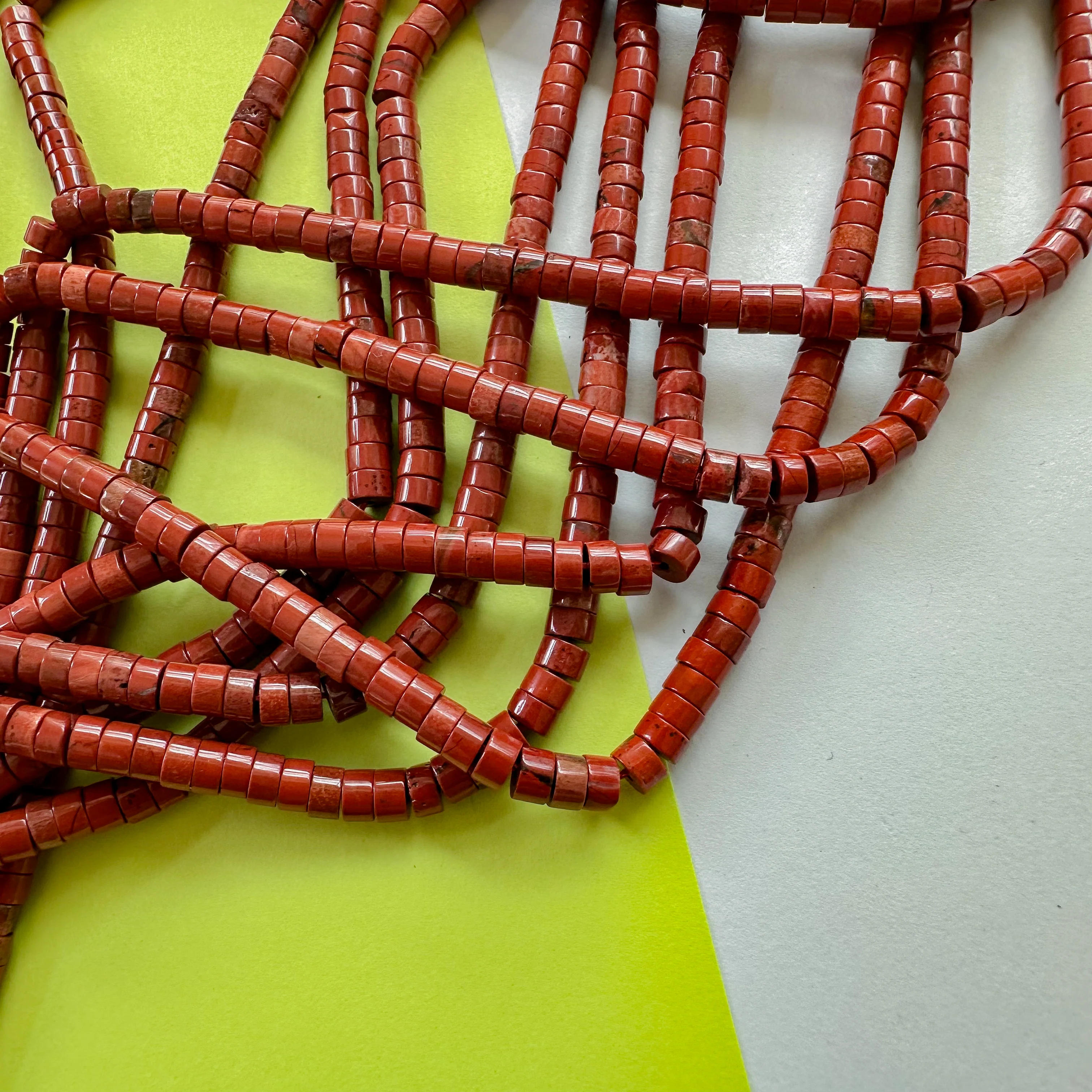 4mm Natural Red Jasper Heishi Strand - Image 3