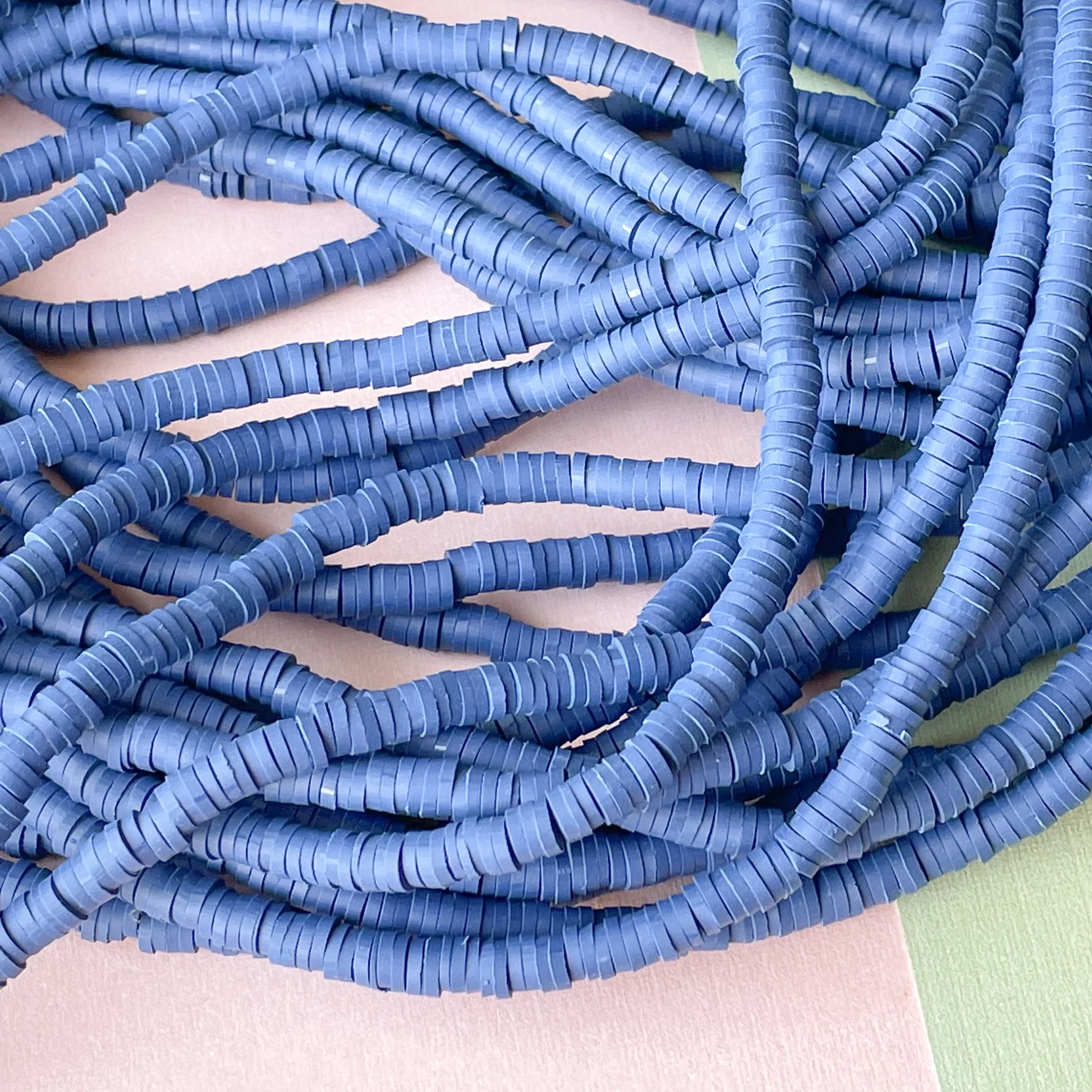 4mm Navy Blue Polymer Clay Heshi Strand - Image 2