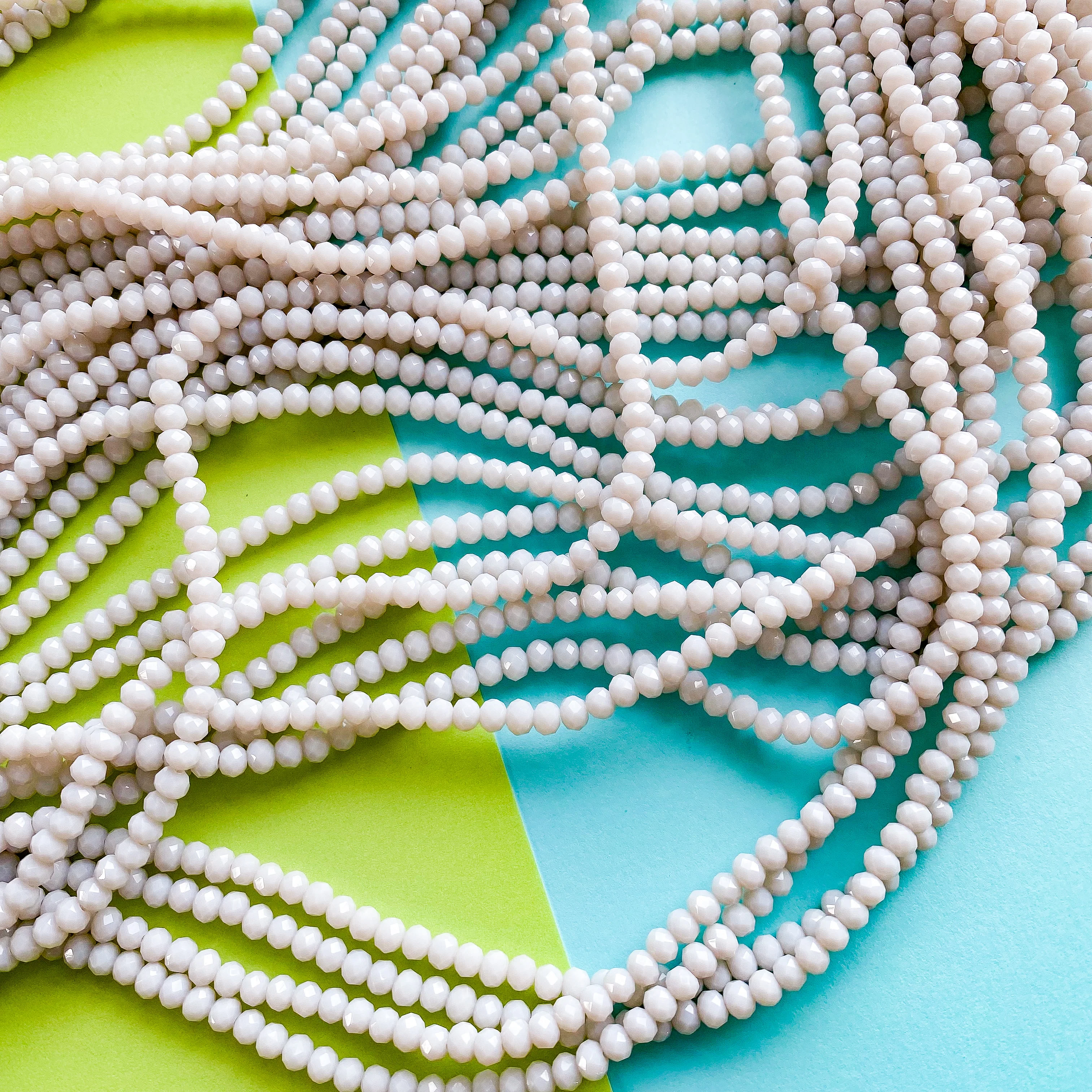 4mm Light Gray Faceted Chinese Crystal Rondelle Strand - Image 2